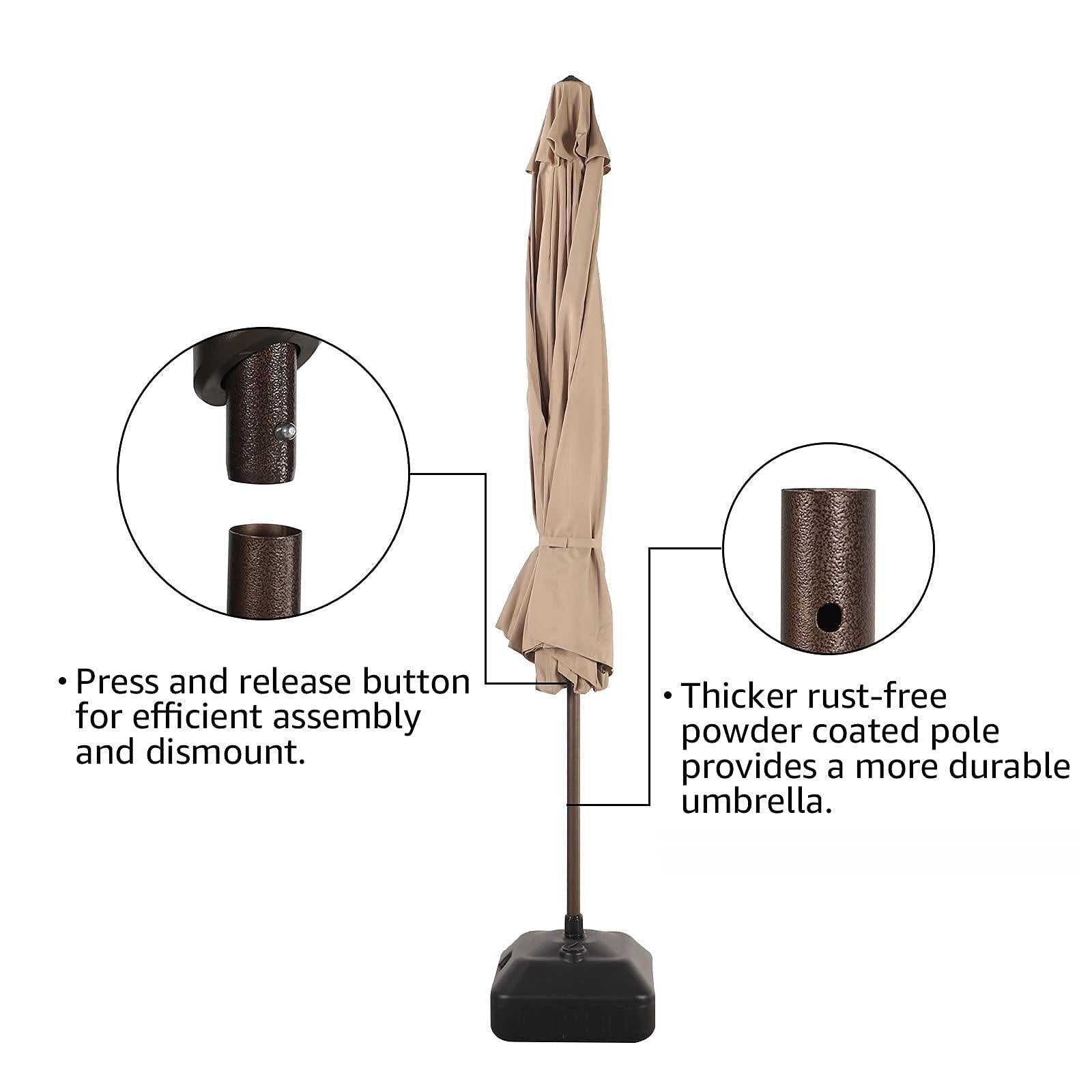 11' Patio Round Umbrella, 8 Steel Ribs Polyester Large Table Market Umbrella, 4 Colors | Orange-Casual