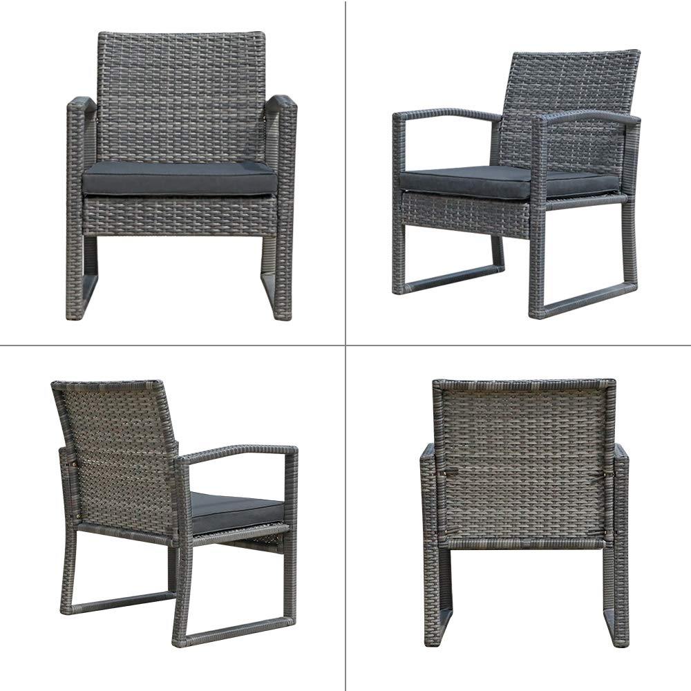 3pcs Patio Bistro Set Wicker Patio Conversation Set Outdoor Rattan Chair Set  | Orange-Casual