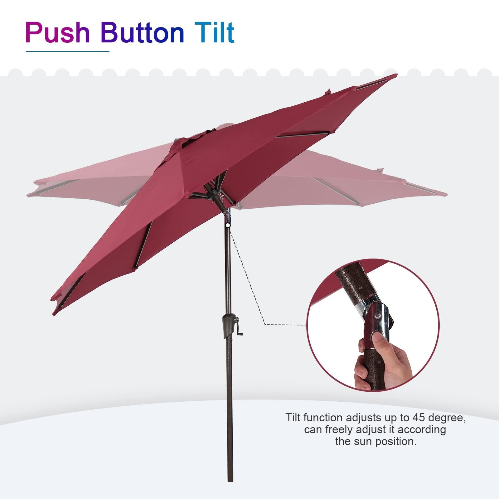 9ft Round Patio Umbrella, Polyester 8 Steel Ribs Large Table Market Umbrella, 5 Colors | Orange-Casual