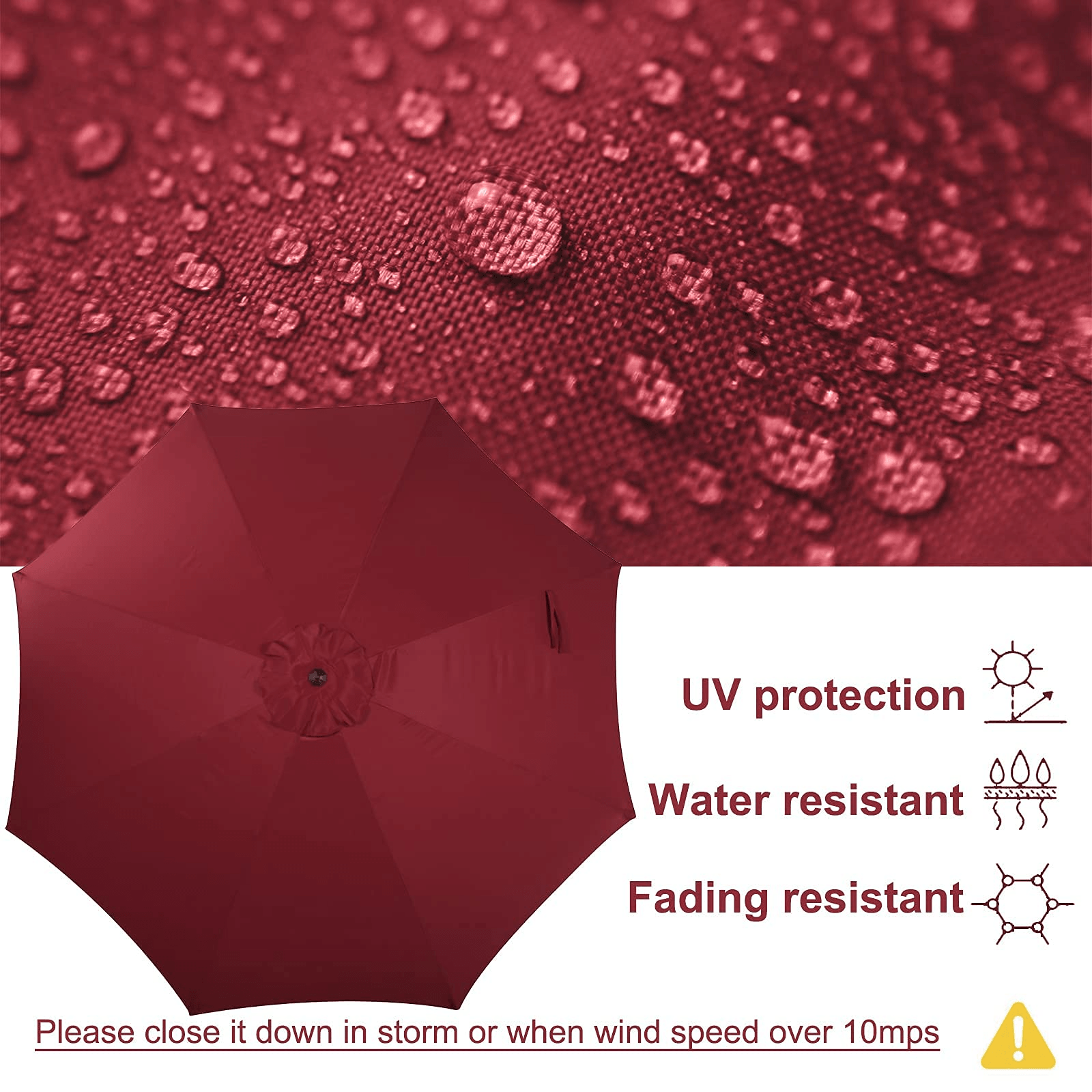 11' Patio Round Umbrella, 8 Steel Ribs Polyester Large Table Market Umbrella, 4 Colors | Orange-Casual