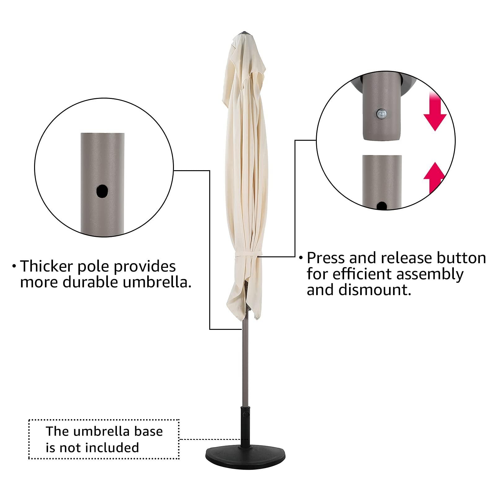 7.5' by 4’ Half Rectangular Patio Outdoor Polyester Umbrella with Crank, 5 Colors | Orange-Casual