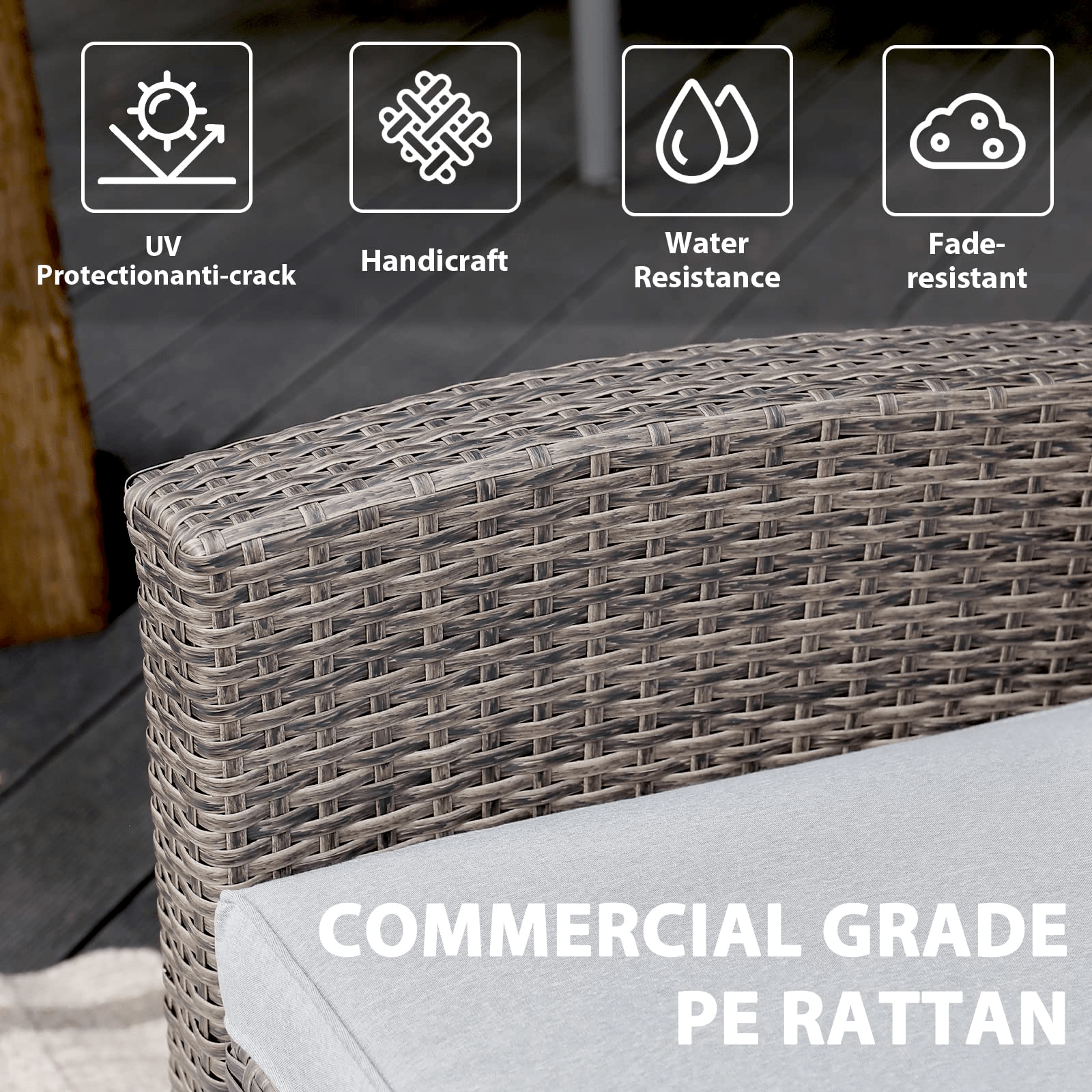 4pcs Wicker Outdoor Patio Furniture Set Small Sectional Conversation Set | Orange-Casual