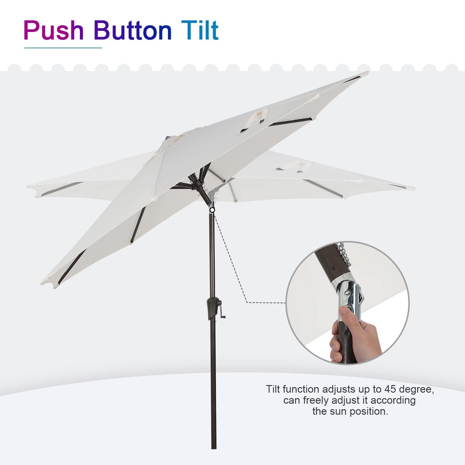 9ft Round Patio Umbrella, Polyester 8 Steel Ribs Large Table Market Umbrella, 5 Colors | Orange-Casual