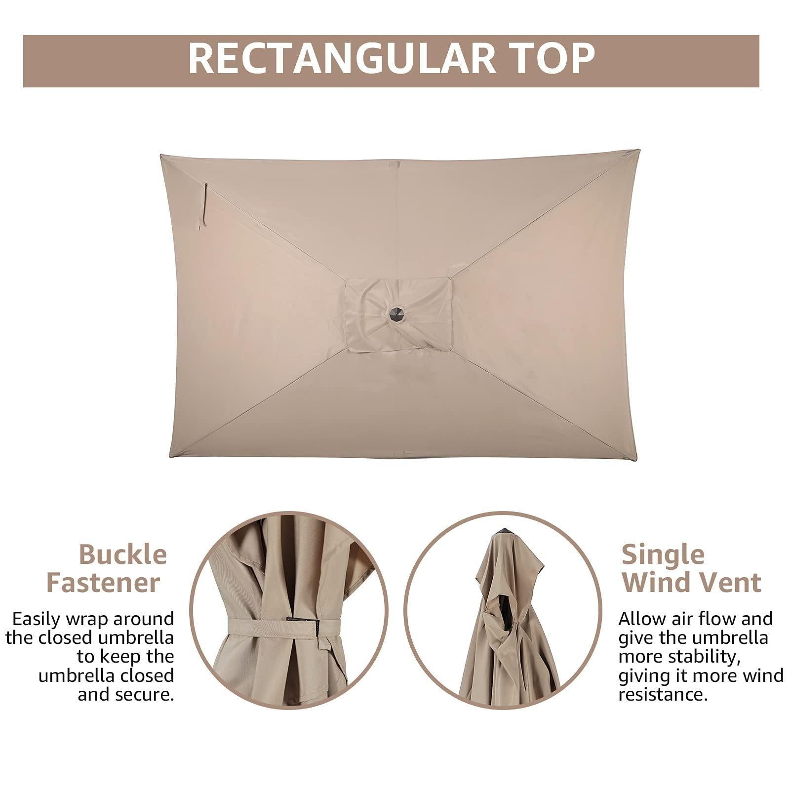 6.6 x 9.8ft Rectangular Patio Umbrella,  Outdoor Polyester Table Market Umbrella, 4 Colors | Orange-Casual