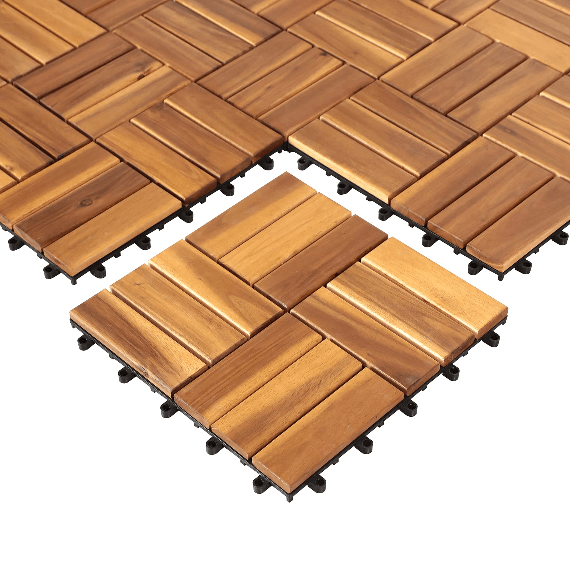 Wood Interlocking Flooring Tiles,12 x 12 Inch (Pack of 10) | Orange-Casual
