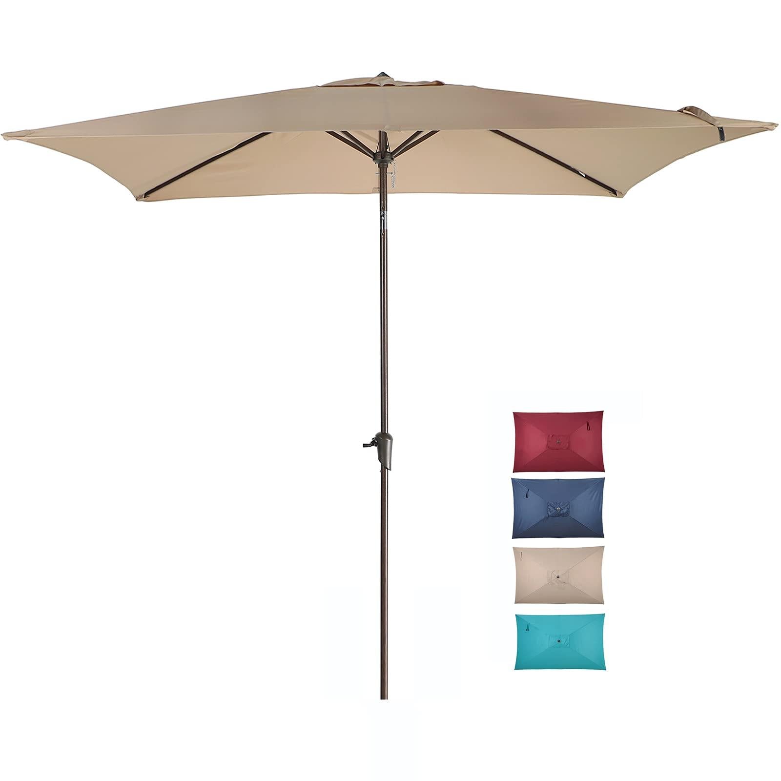 6.6 x 9.8ft Rectangular Patio Umbrella Beige Polyester Outdoor Table Market Umbrella | Orange-Casual