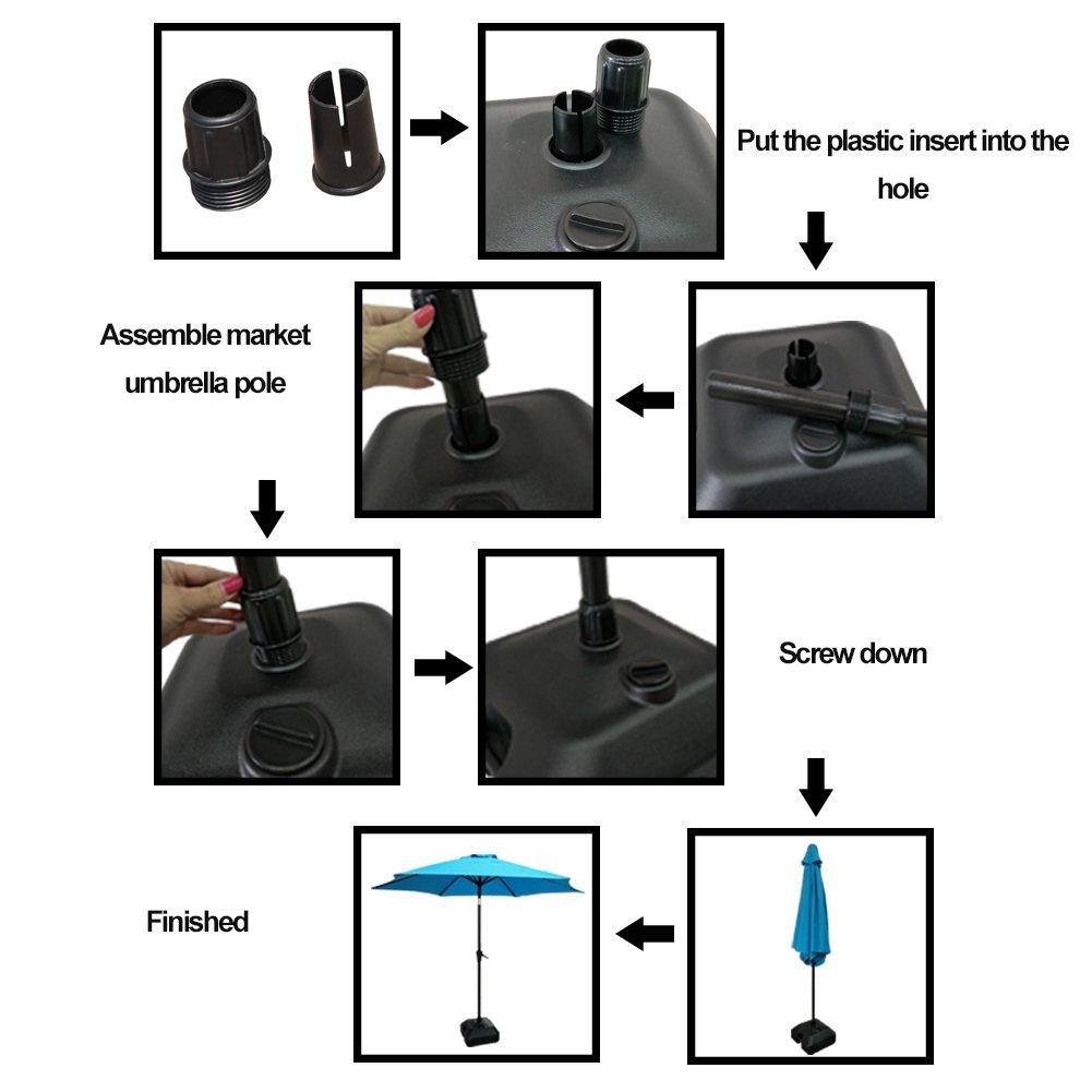 Patio Square Umbrella Base Outdoor Resin Market Umbrella Stand Weight, Water or Sand Self-Filled Black | Orange-Casual