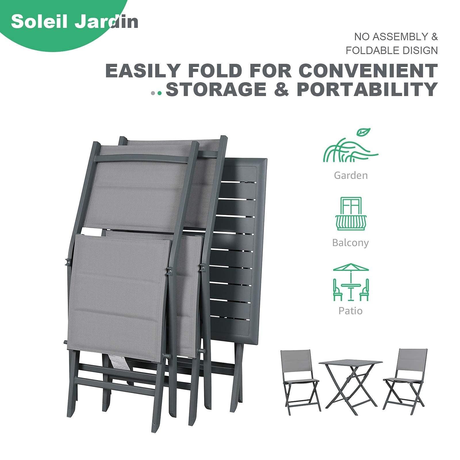 3pcs Aluminum Foldable Dining Set Grey Outdoor Bistro Set | Orange-Casual