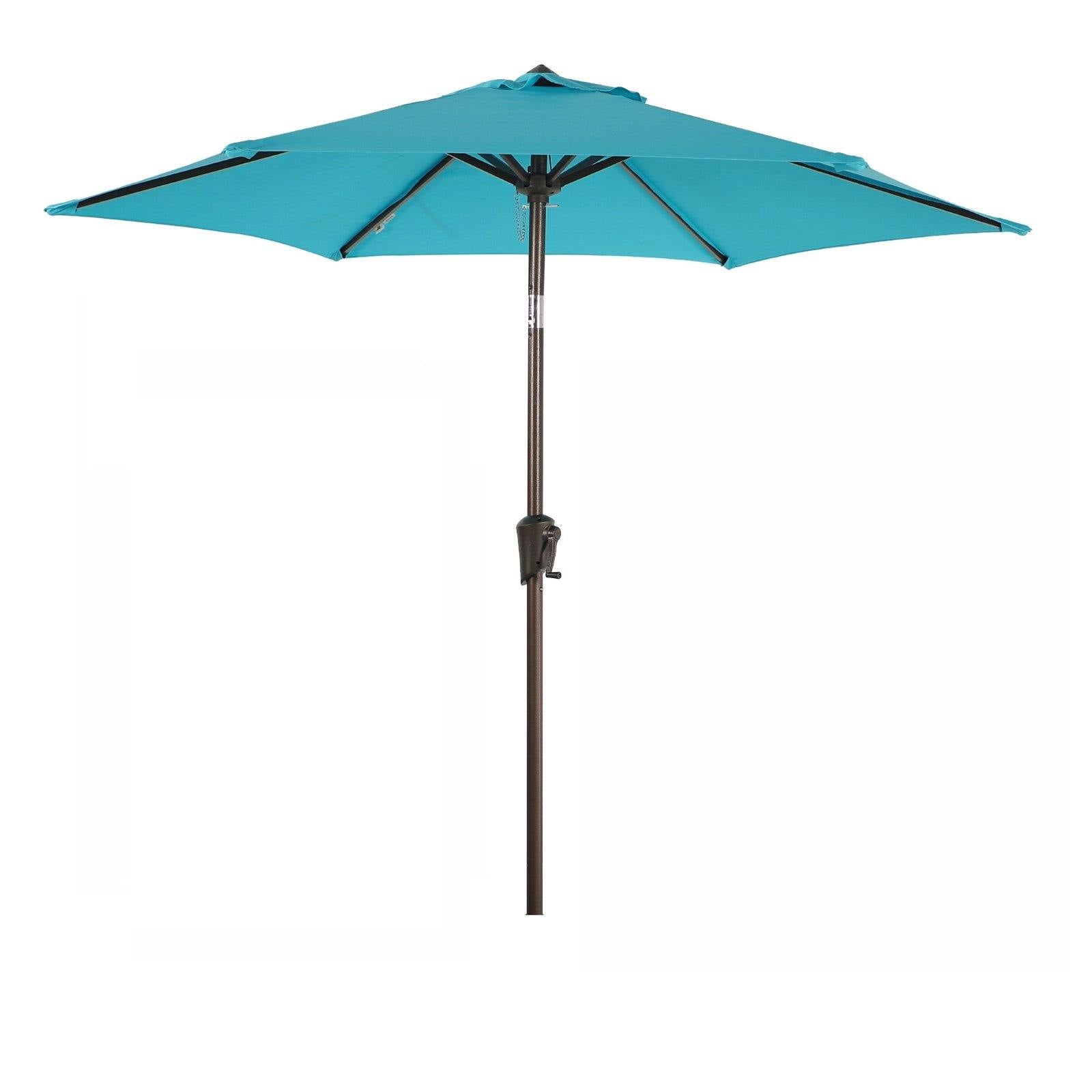 7.5' Patio Round Umbrella, Outdoor Polyester Table Market Umbrella, Turquoise | Orange-Casual