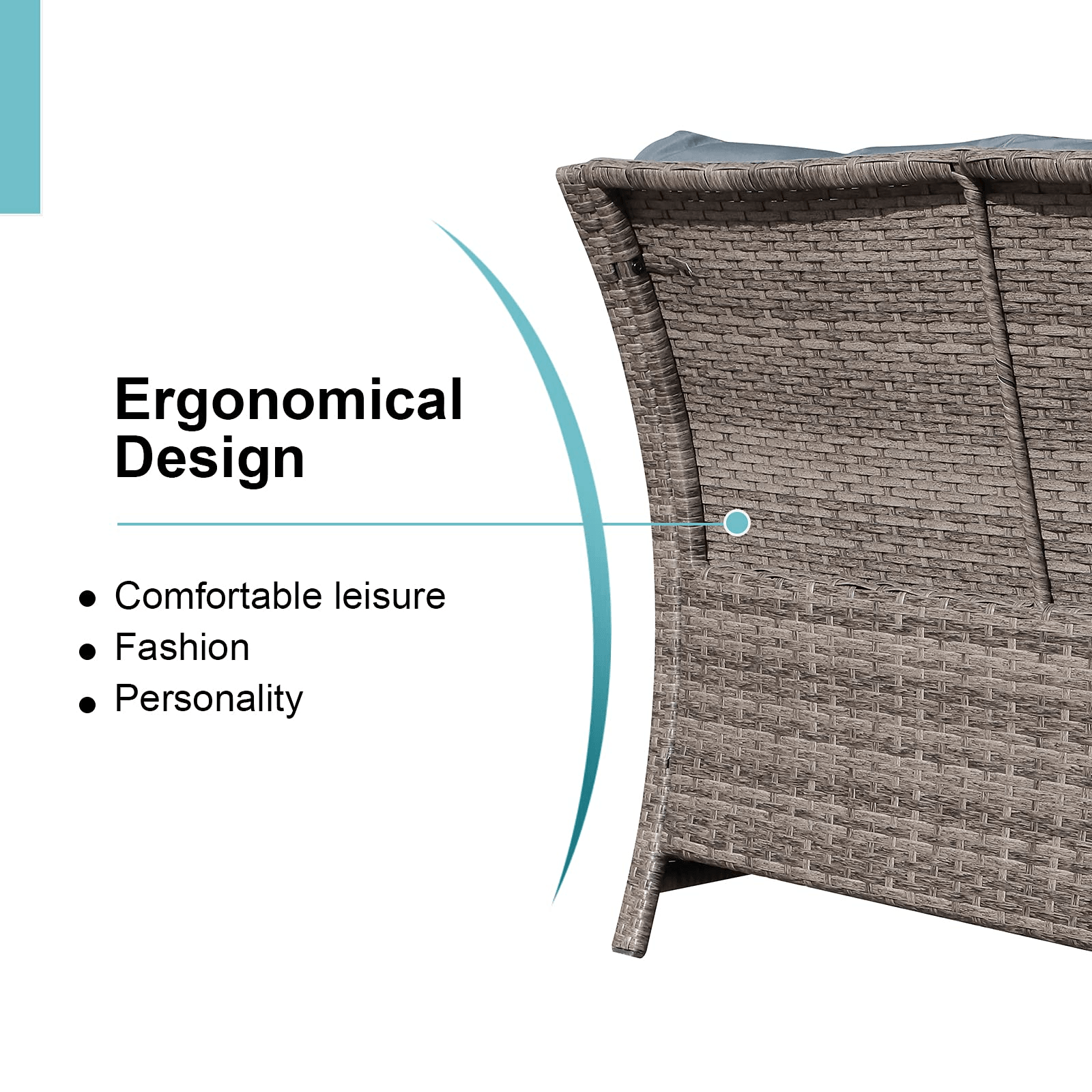 2pcs Loveseat Set with Storage Bin Wicker Outdoor Conversation Set | Orange-Casual