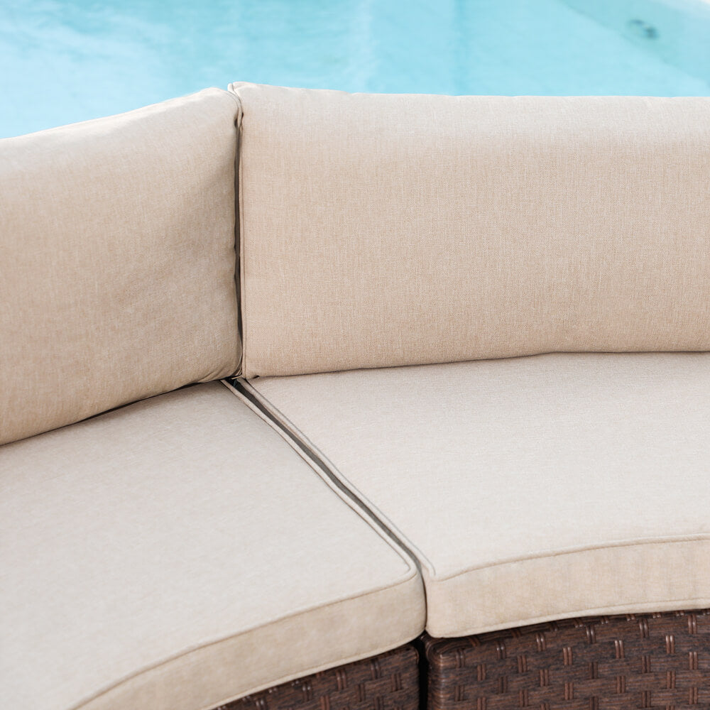 11pcs Outdoor Curved Sofas Wicker Half-Moon Sectional Set, 4 Colors | Orange-Casual