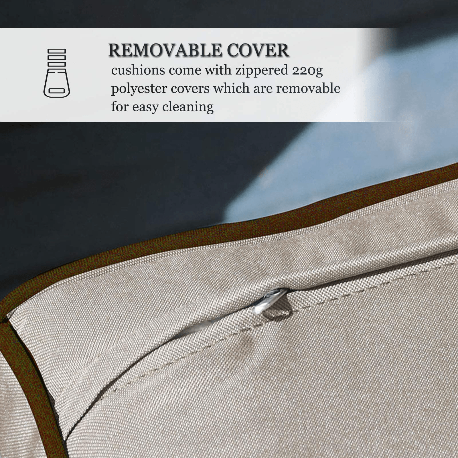 2pcs Outdoor Patio Ottoman Rattan Storage Ottoman with Beige Cushions | Orange-Casual