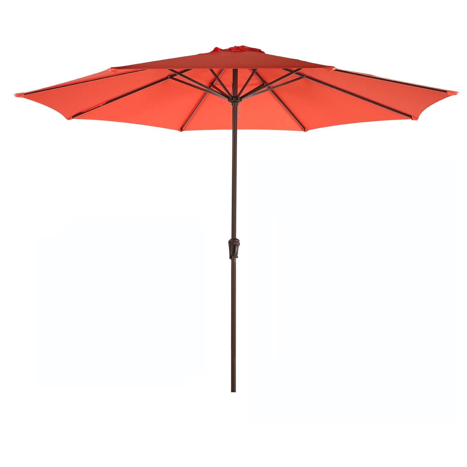 11' Patio Round Umbrella, 8 Steel Ribs Polyester Large Table Market Umbrella, Orange | Orange-Casual
