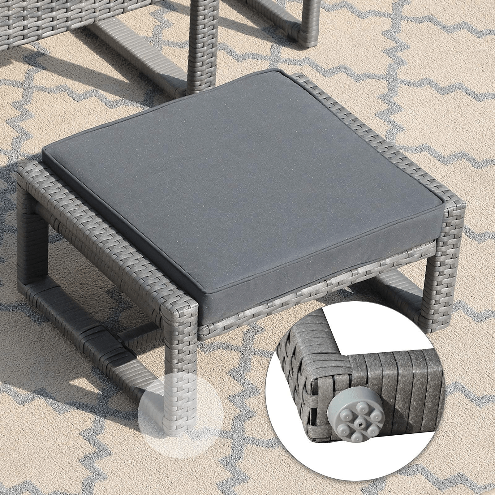 5pcs Patio Bistro Set Wicker Outdoor Furniture Set Armchair & Ottomans | Orange-Casual