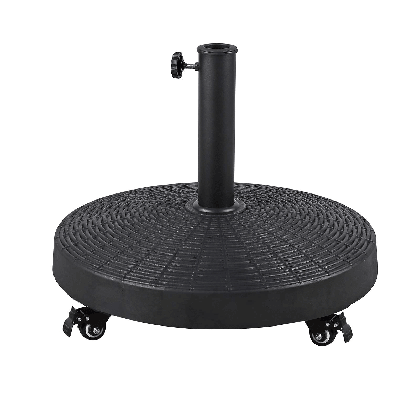 Patio Umbrella Base with Wheels,  Resin Heavy-Duty Stand Weights for Outdoor Market Umbrella, 52lbs, Black | Orange-Casual