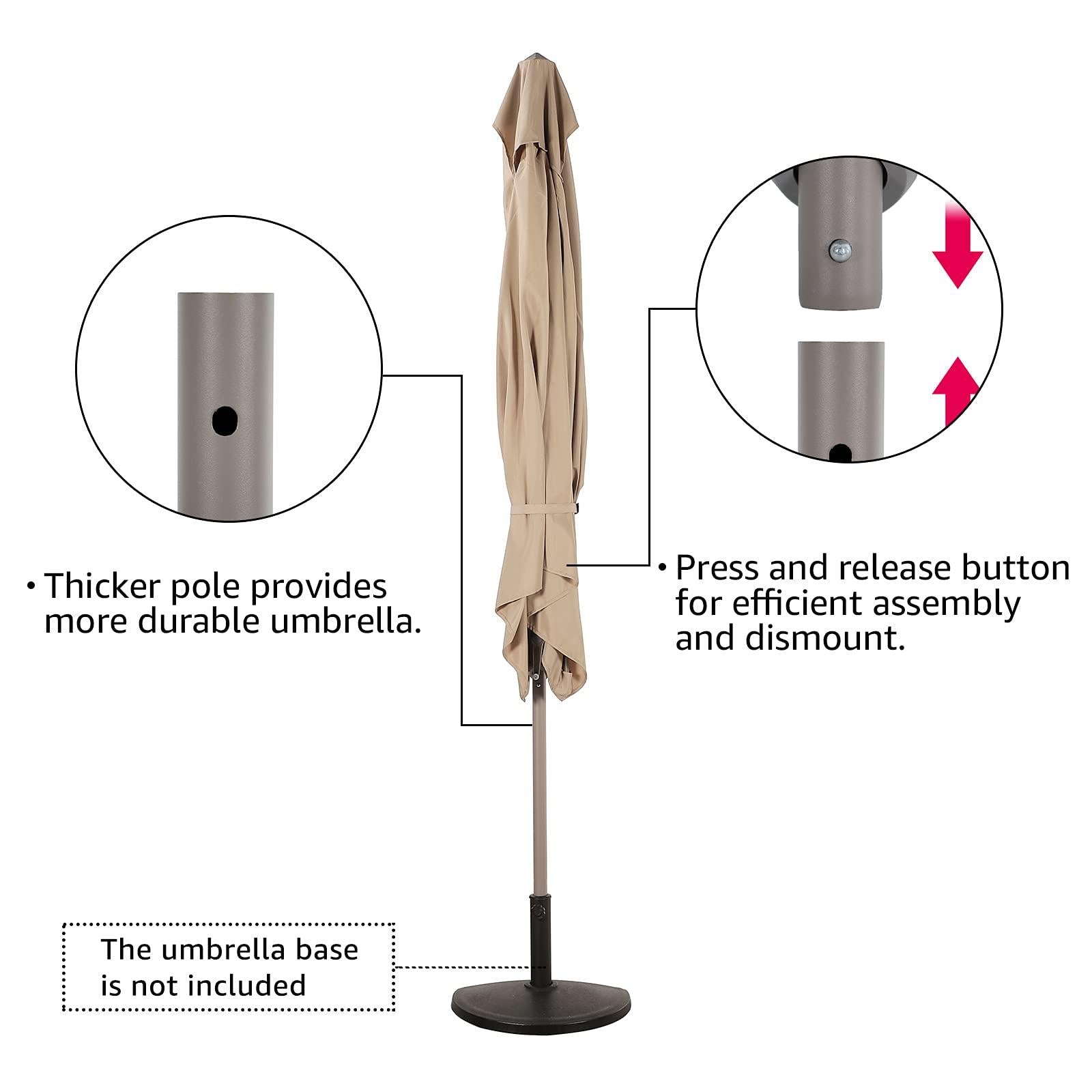 7.5' by 4’ Half Rectangular Patio Outdoor Polyester Umbrella with Crank, 5 Colors | Orange-Casual