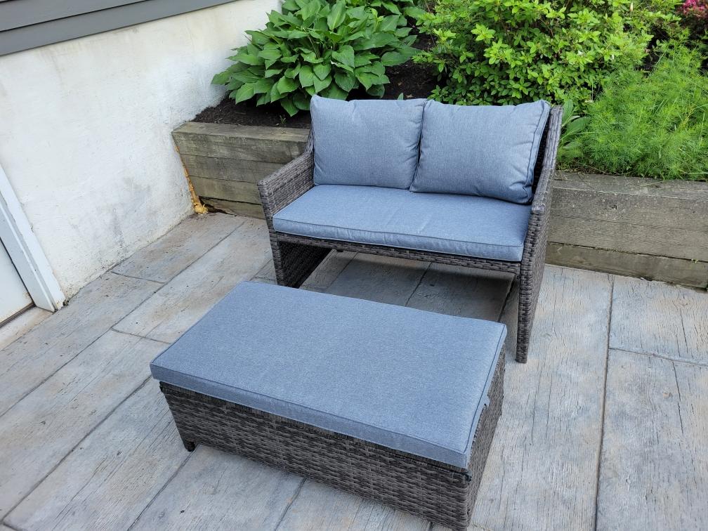 Wicker Loveseat Set with a Storage Bin