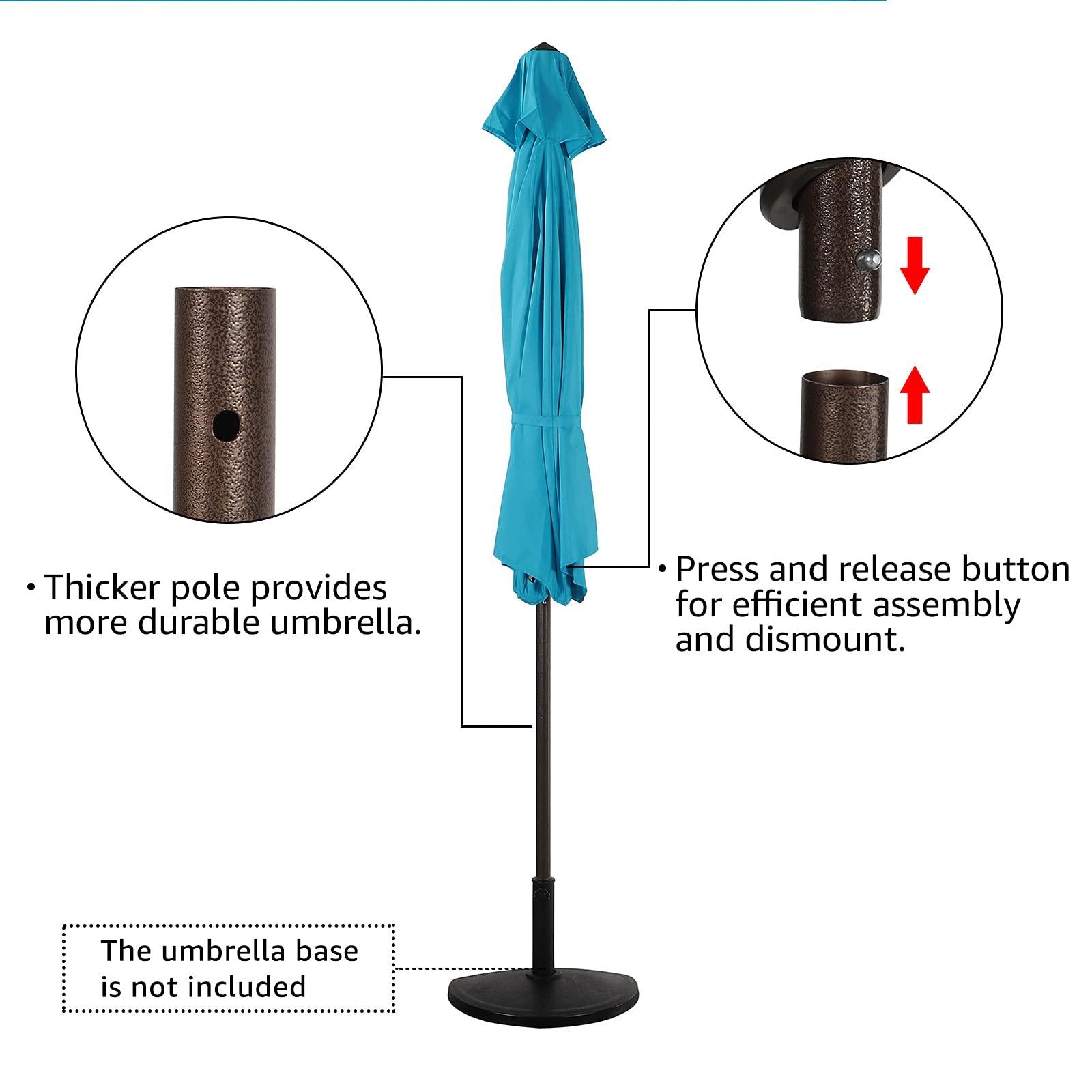 9' Half Round Patio Outdoor Polyester Umbrella with Crank, 3 Colors | Orange-Casual