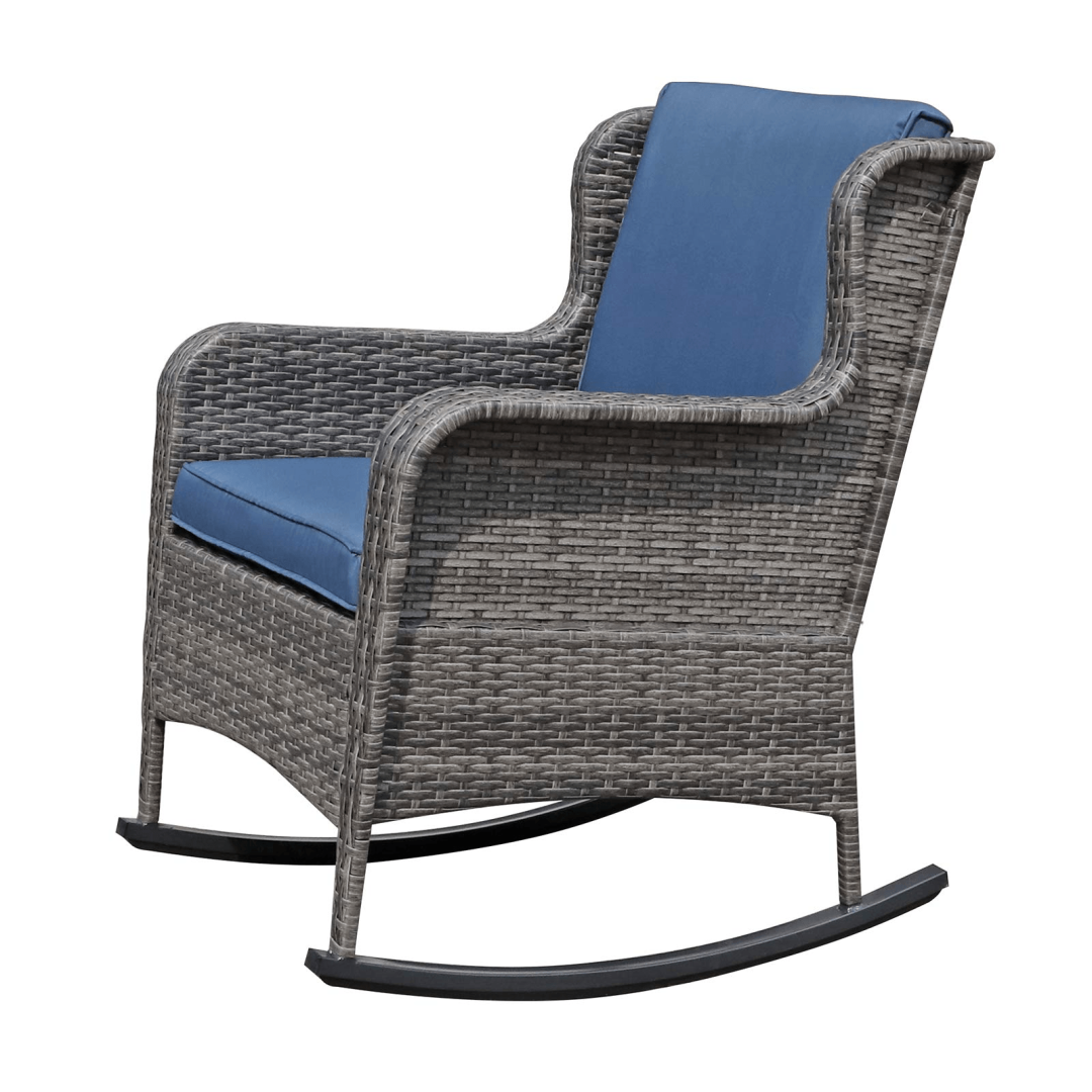 Patio Rocking Chair with Cushion, Wicker Porch Rocking Chair, 3 Colors ...