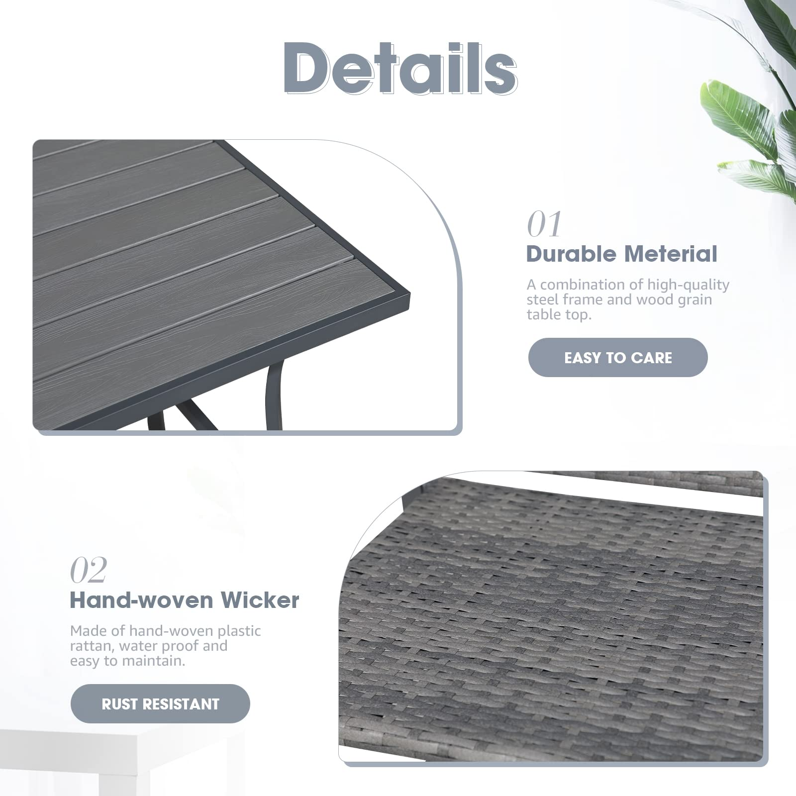 3pcs Outdoor Patio Dining Set Square Coffee Table & Two Chairs | Orange-Casual