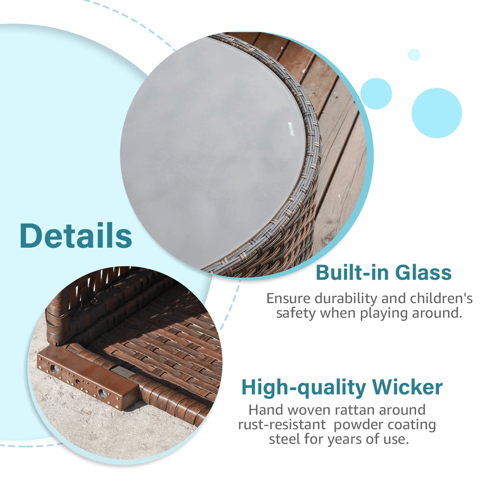 5-13 pcs Outdoor Curved Sofas Wicker Curved Outdoor Sectional, Brown & Turquoise | Orange-Casual