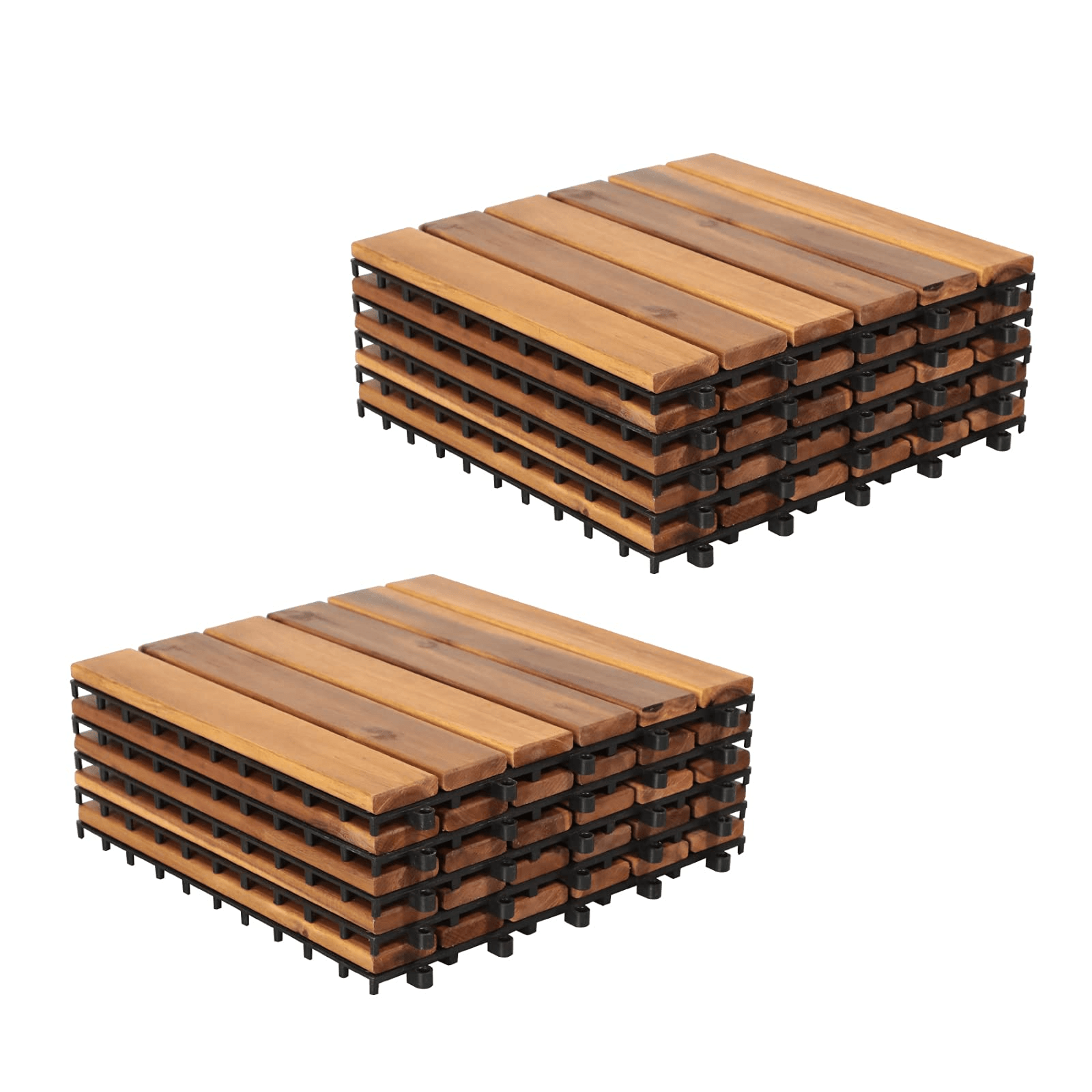 Wood Interlocking Flooring Tiles,12 x 12 Inch (Pack of 10) | Orange-Casual