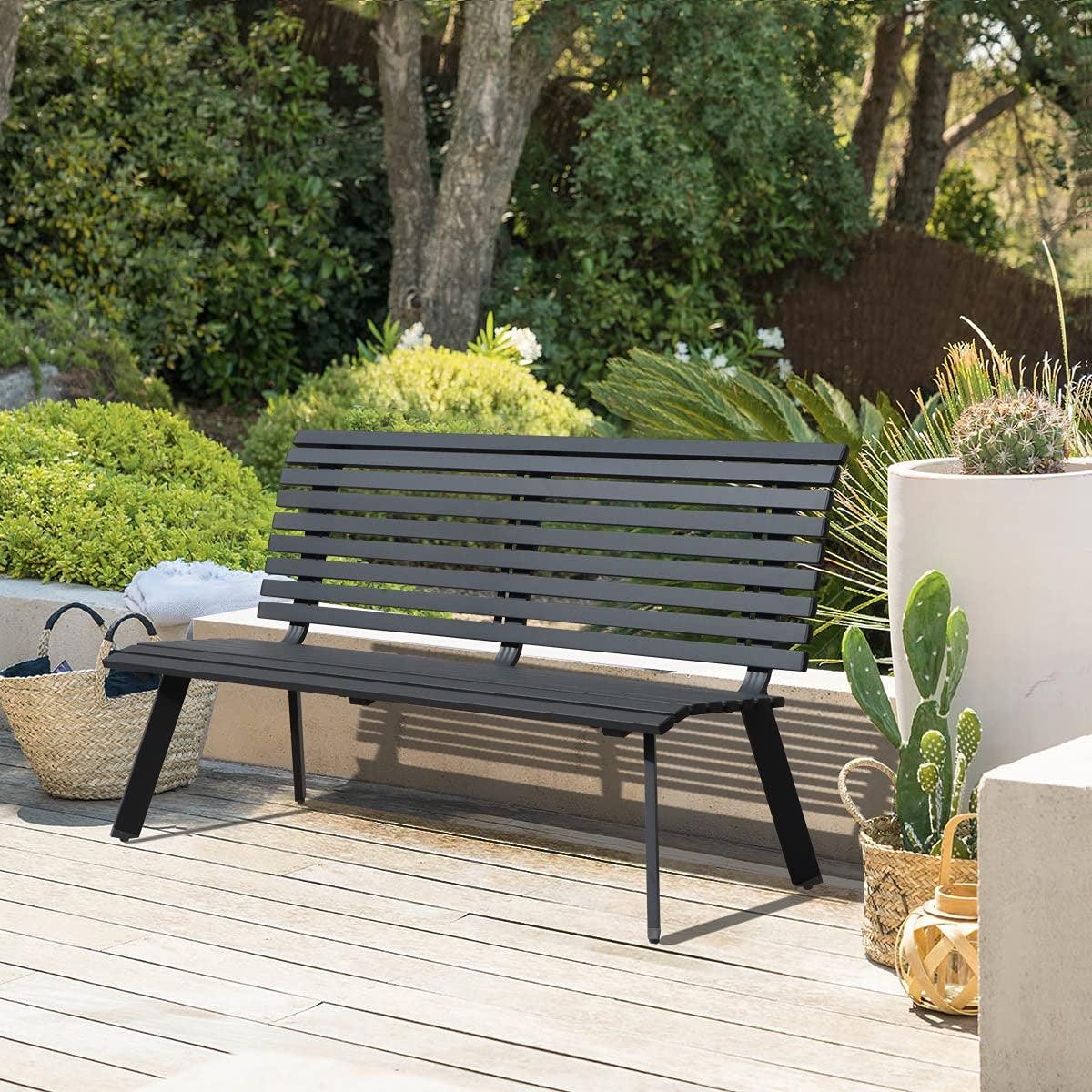 Garden bench with outlet backrest