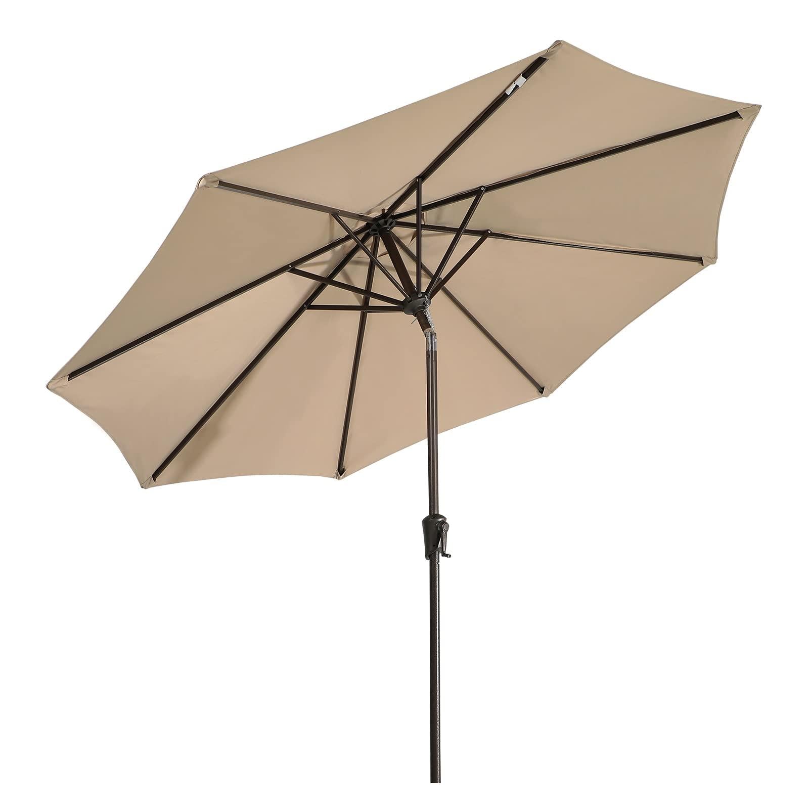 9ft Round Patio Umbrella, Polyester 8 Steel Ribs Large Table Market Umbrella, 5 Colors | Orange-Casual