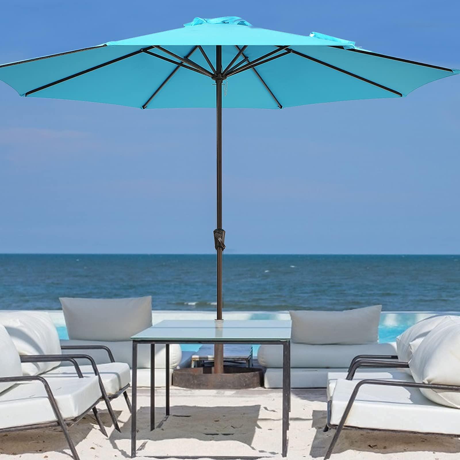 11' Patio Round Umbrella, 8 Steel Ribs Polyester Large Table Market Umbrella, 4 Colors | Orange-Casual