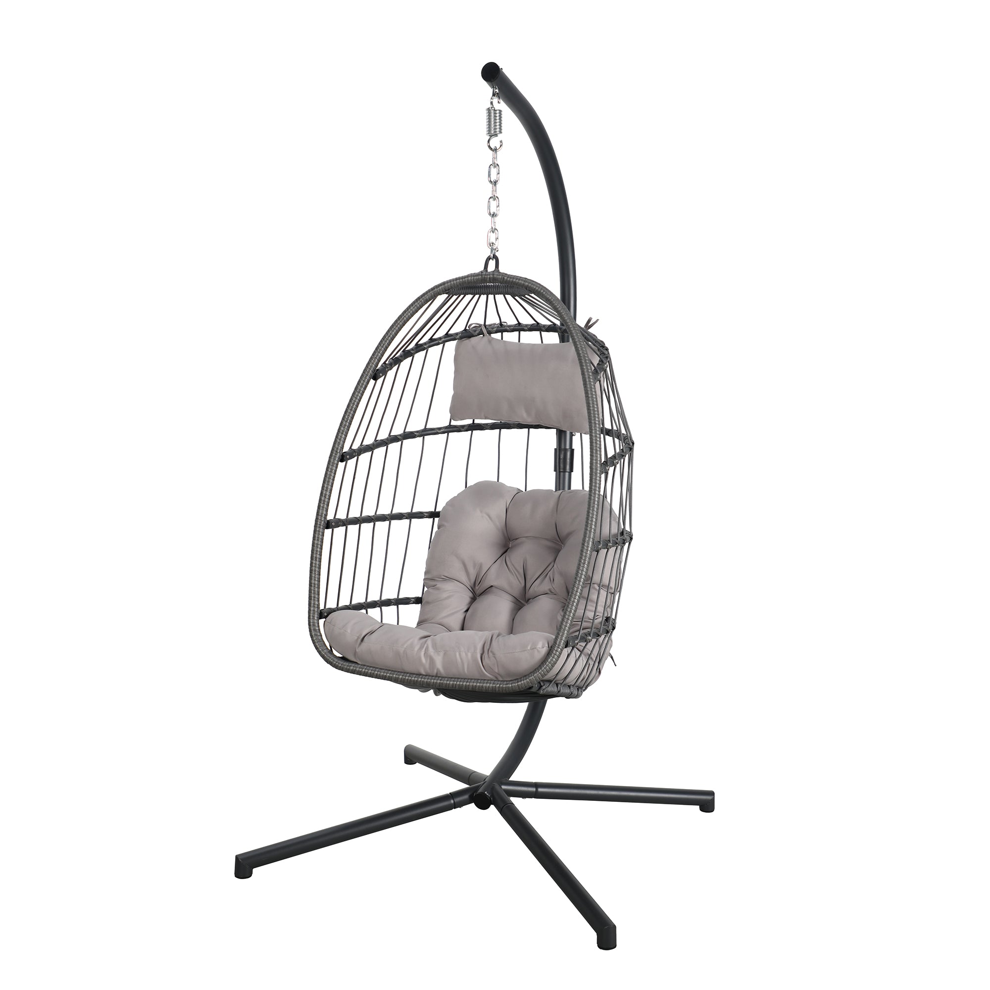 Leura Hanging Egg Chair with Stand, Light Grey