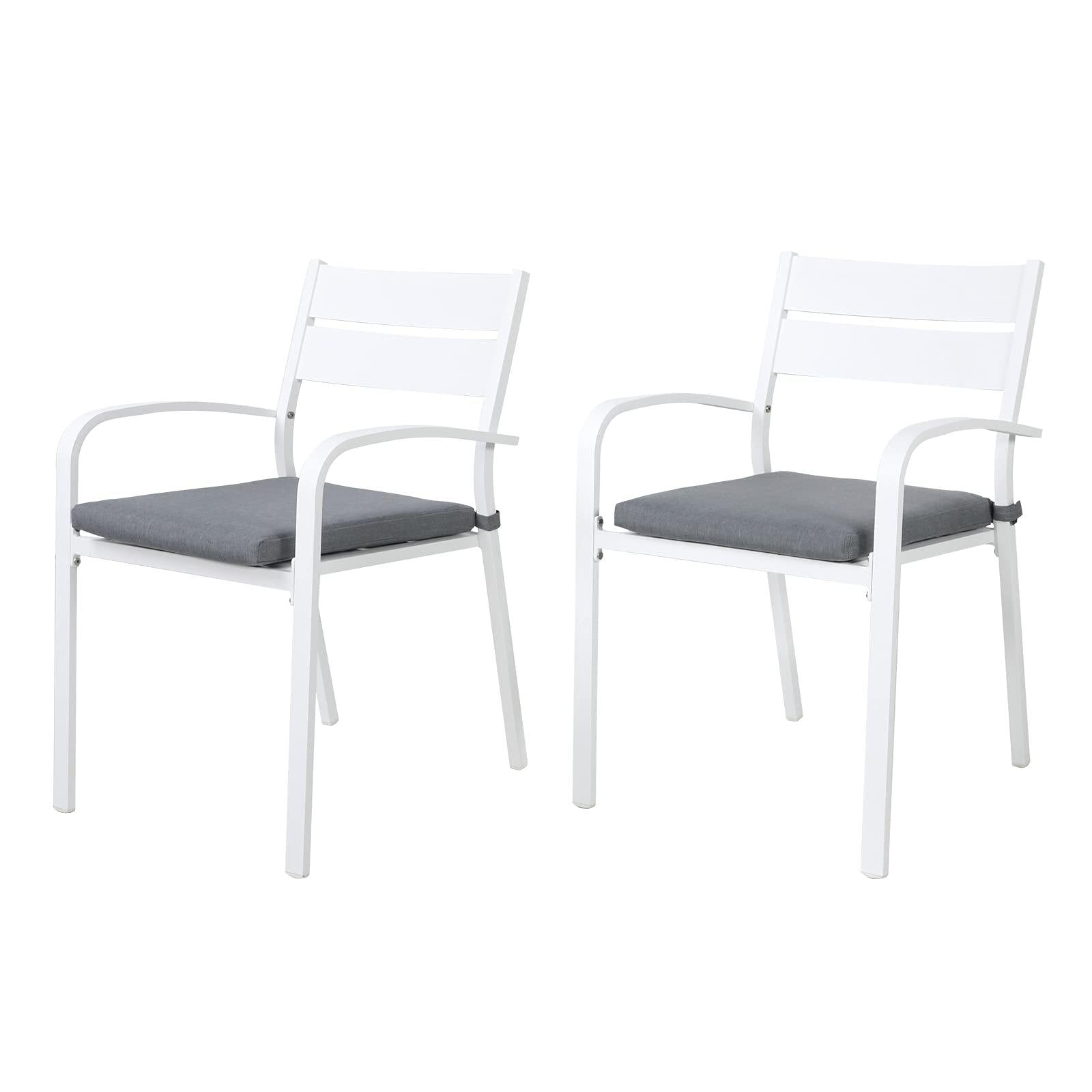 Vista 2-pc. Patio Dining Chairs with Cushions, Aluminum sale best - OrangeCasual #Color_white
