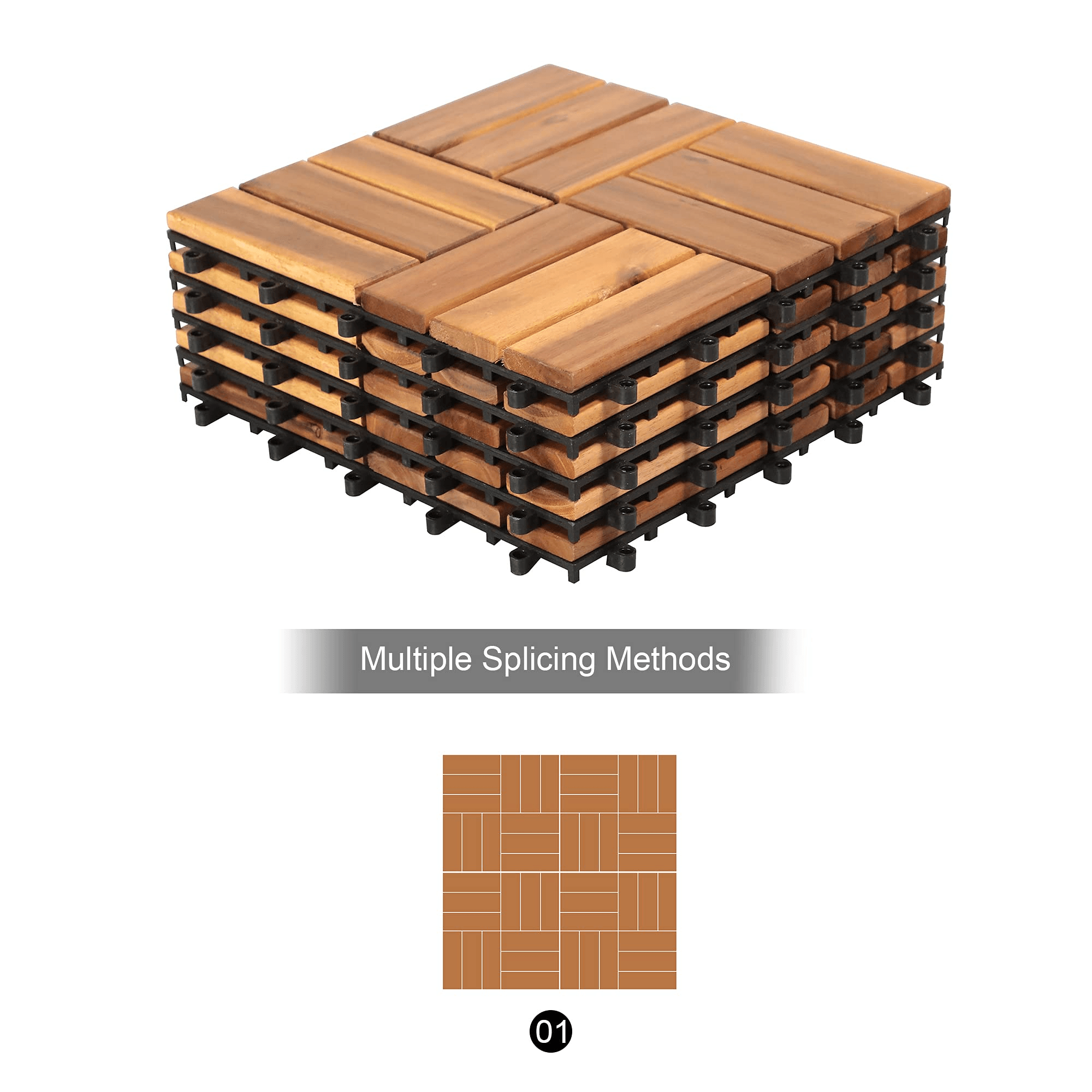 Wood Interlocking Flooring Tiles,12 x 12 Inch (Pack of 10) | Orange-Casual