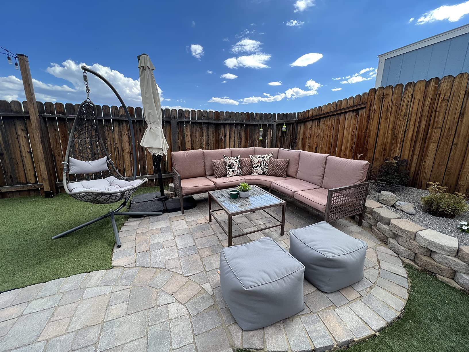 Moon Shape- Hanging Swing Chair with Stand, Grey