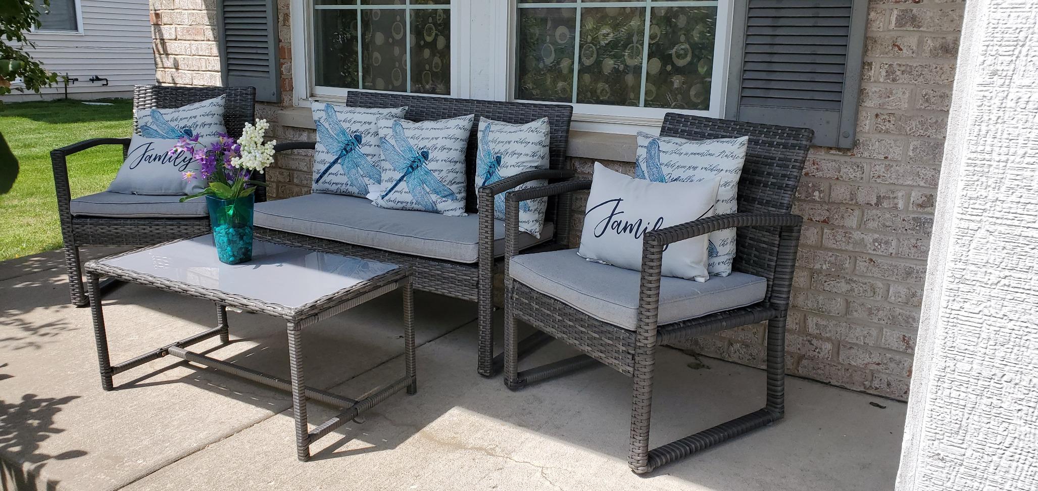 4pcs Patio Conversation Set For Small Spaces