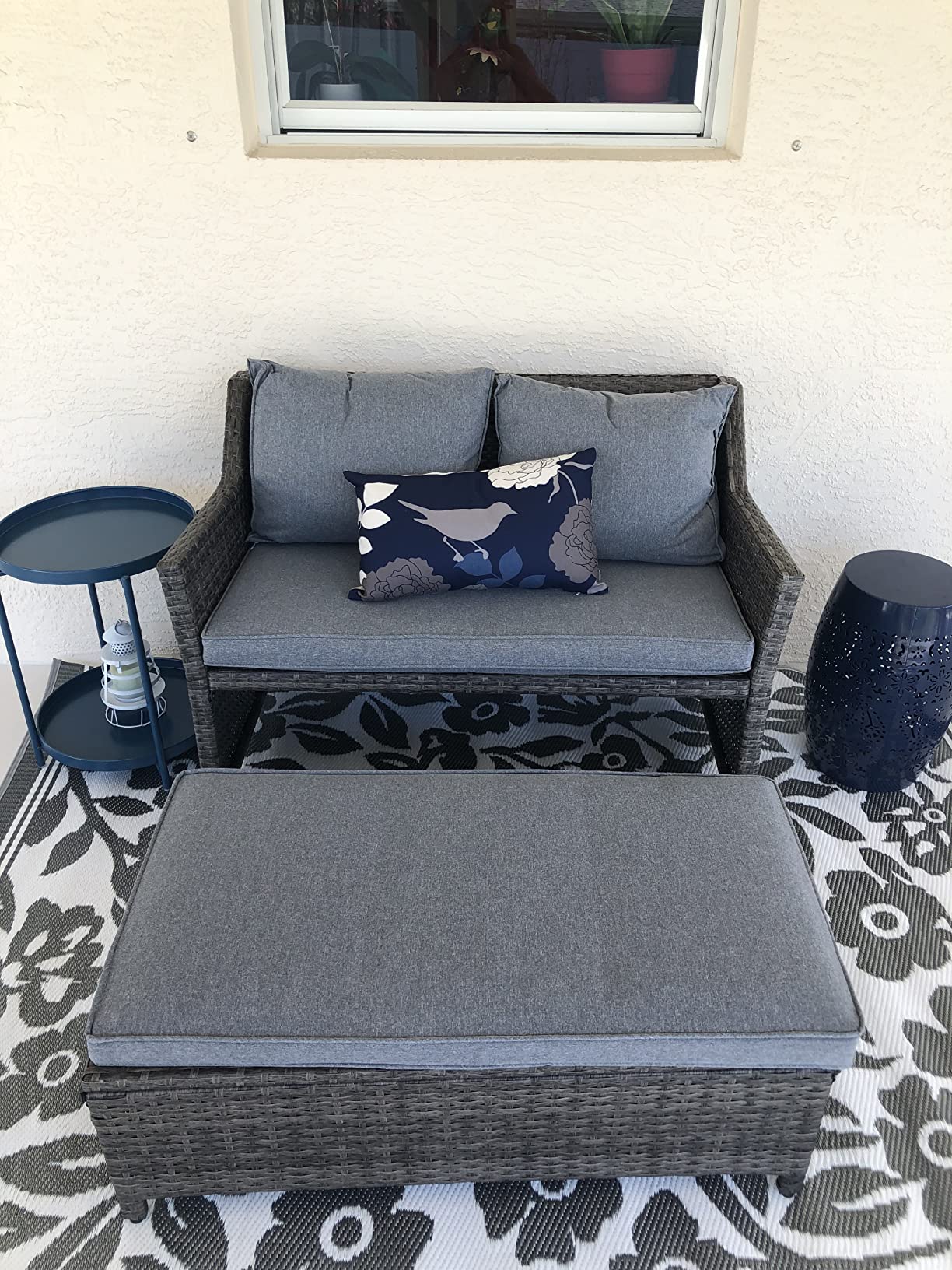 Wicker Loveseat Set with a Storage Bin