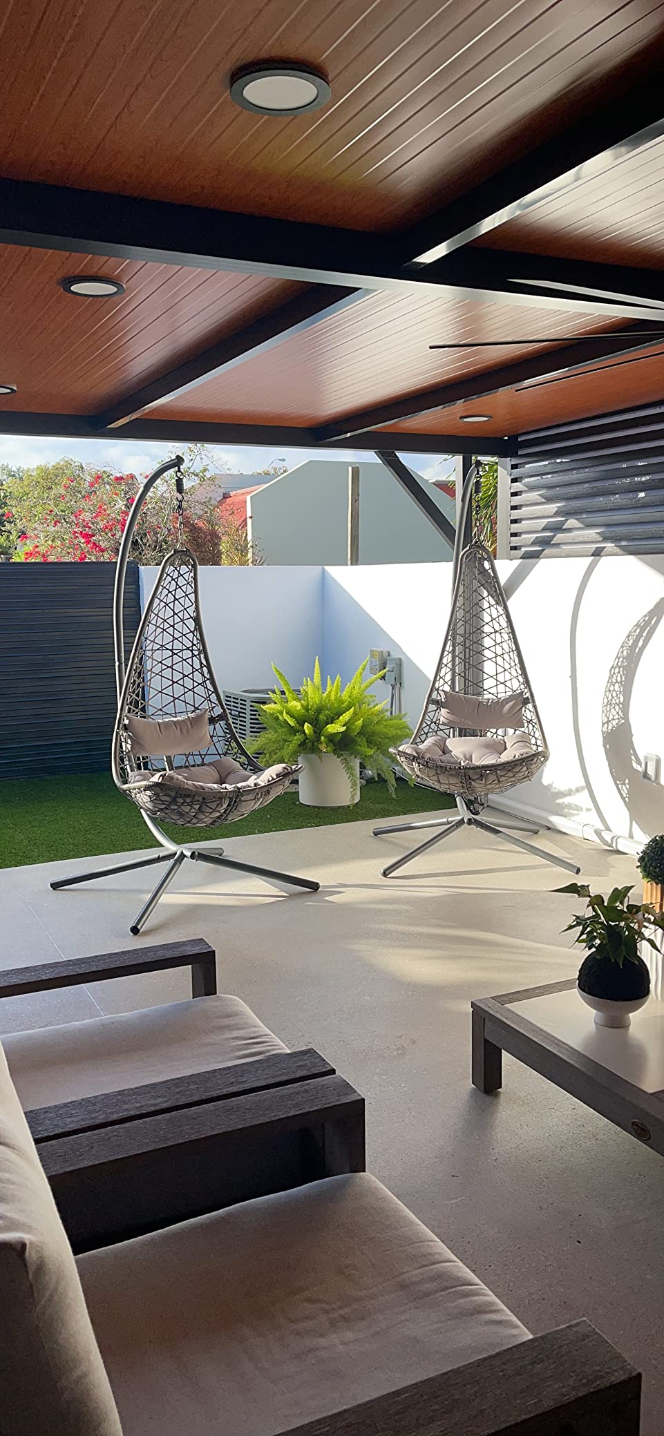 Moon Shape- Hanging Swing Chair with Stand, Grey