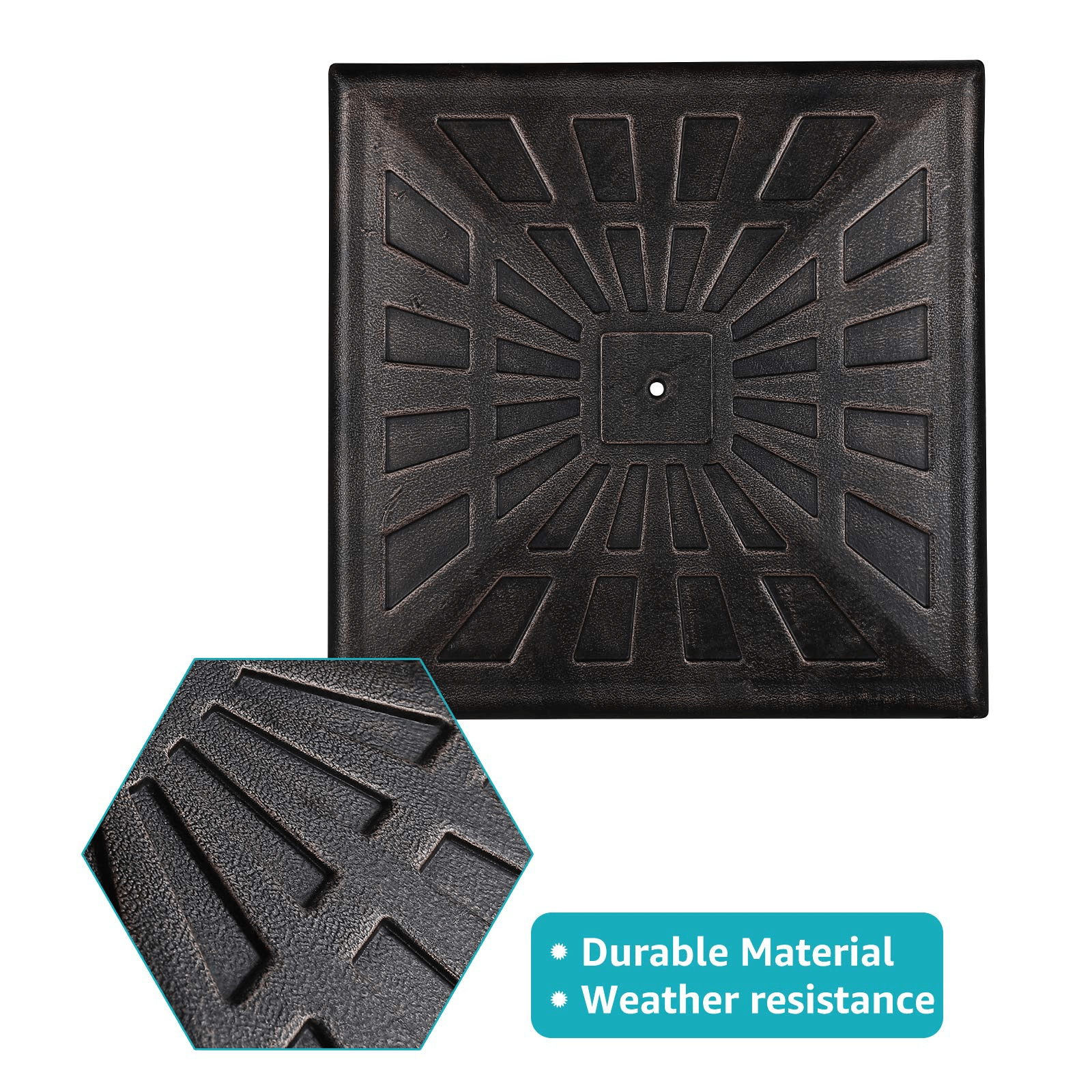 42lb Patio Square Umbrella Base, Heavy Duty Resin Outdoor Umbrella Stand Weight, Bronze | Orange-Casual