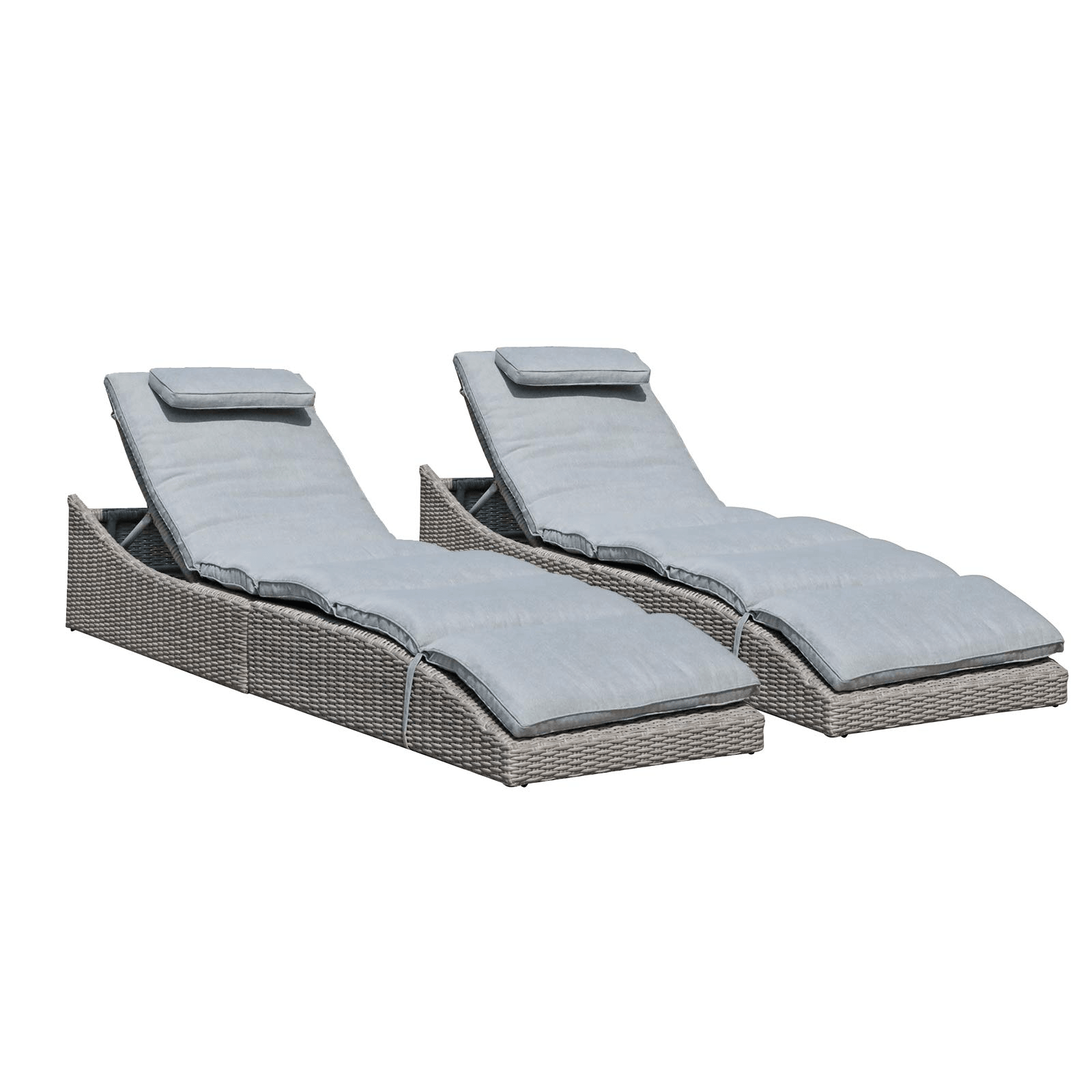 2pcs Folding Patio Lounge Chairs with Light Grey Cushion, Wave Shape | Orange-Casual