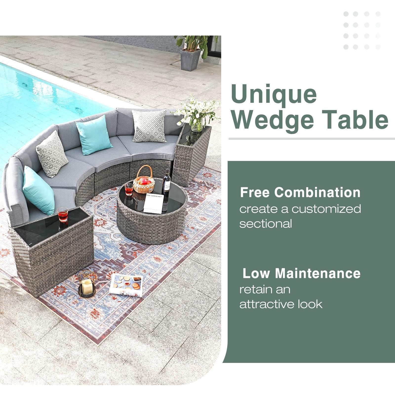 5-13 pcs Outdoor Curved Sofas, Curved Outdoor Sectionals, Grey | Orange-Casual