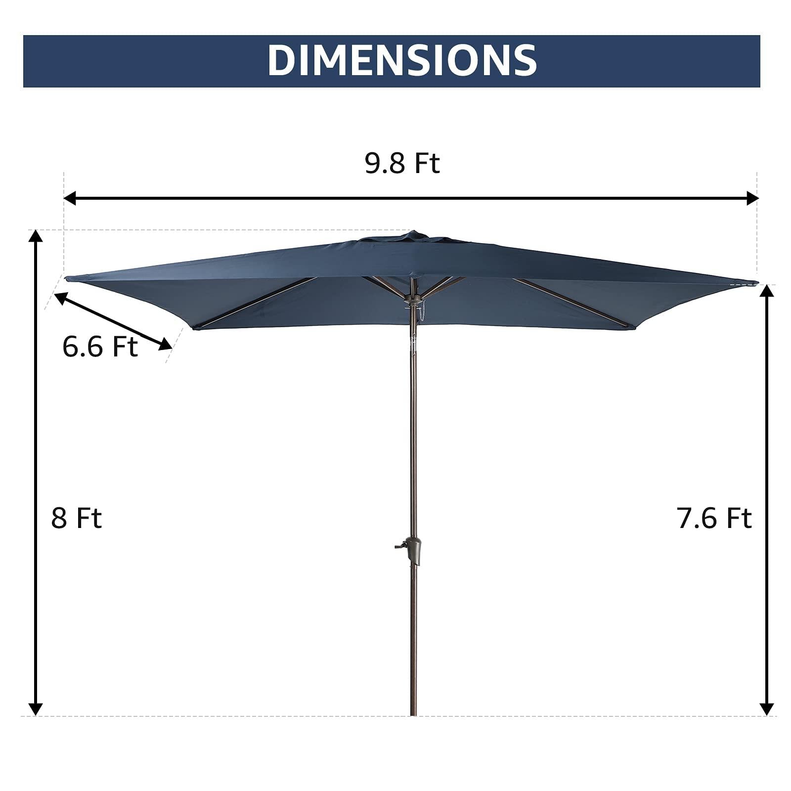 6.6 x 9.8ft Rectangular Patio Umbrella,  Outdoor Polyester Table Market Umbrella, 4 Colors | Orange-Casual
