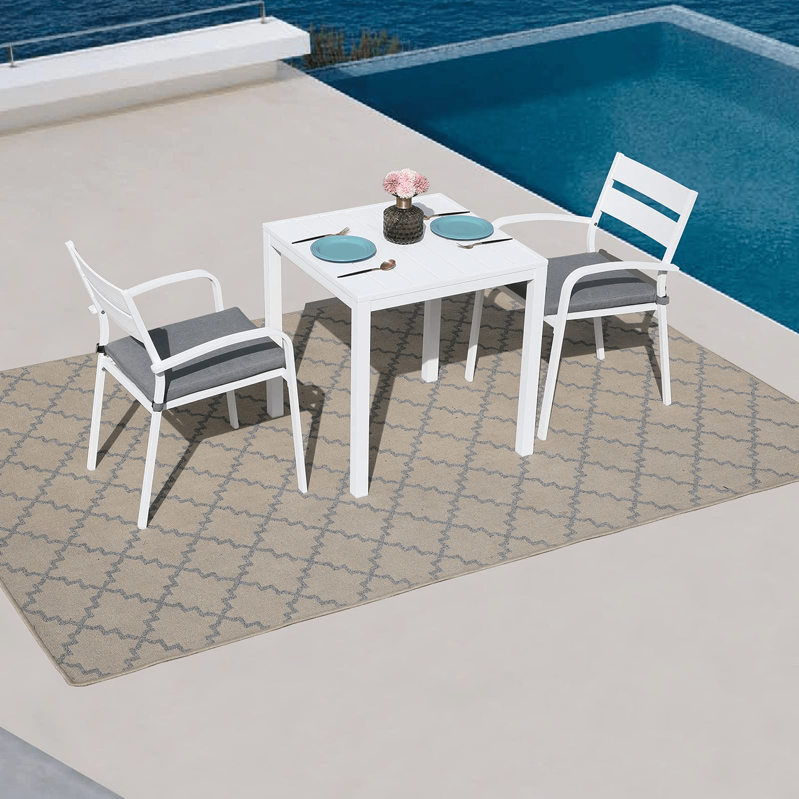 2pcs Patio Dining Chairs with Cushions Aluminum Outdoor Chairs | Orange-Casual