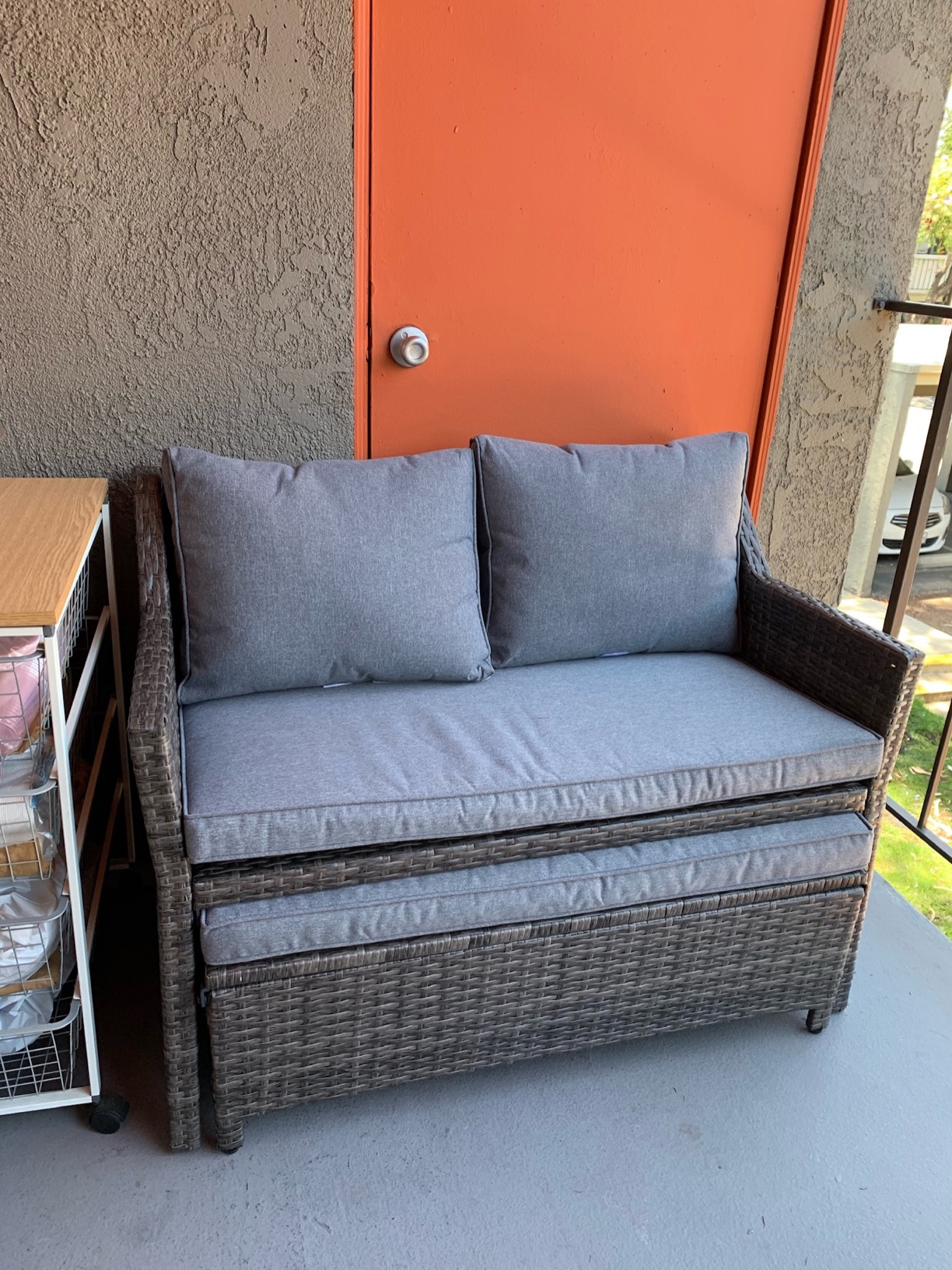 Wicker Loveseat Set with a Storage Bin