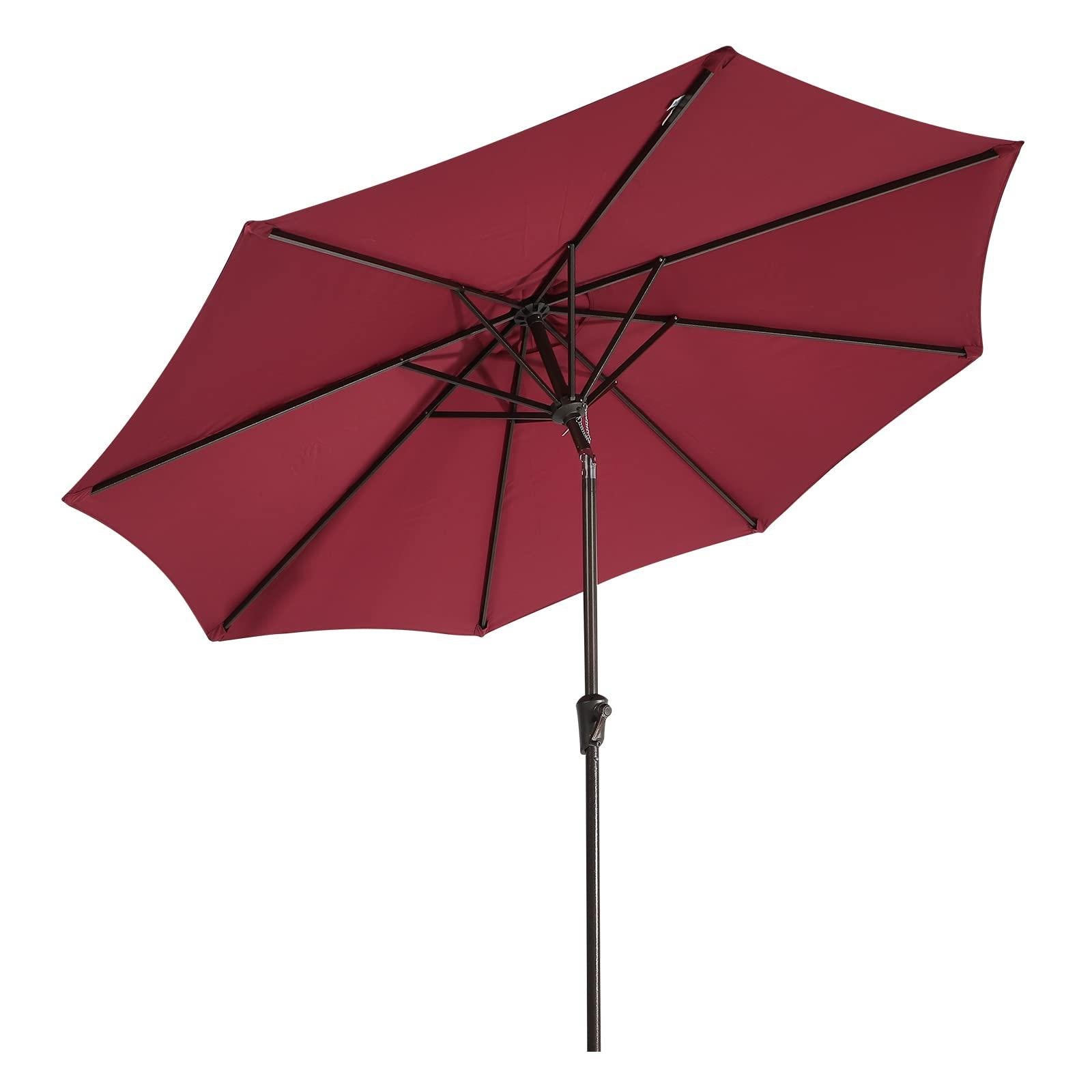 9ft Round Patio Umbrella, Polyester 8 Steel Ribs Large Table Market Umbrella, 5 Colors | Orange-Casual