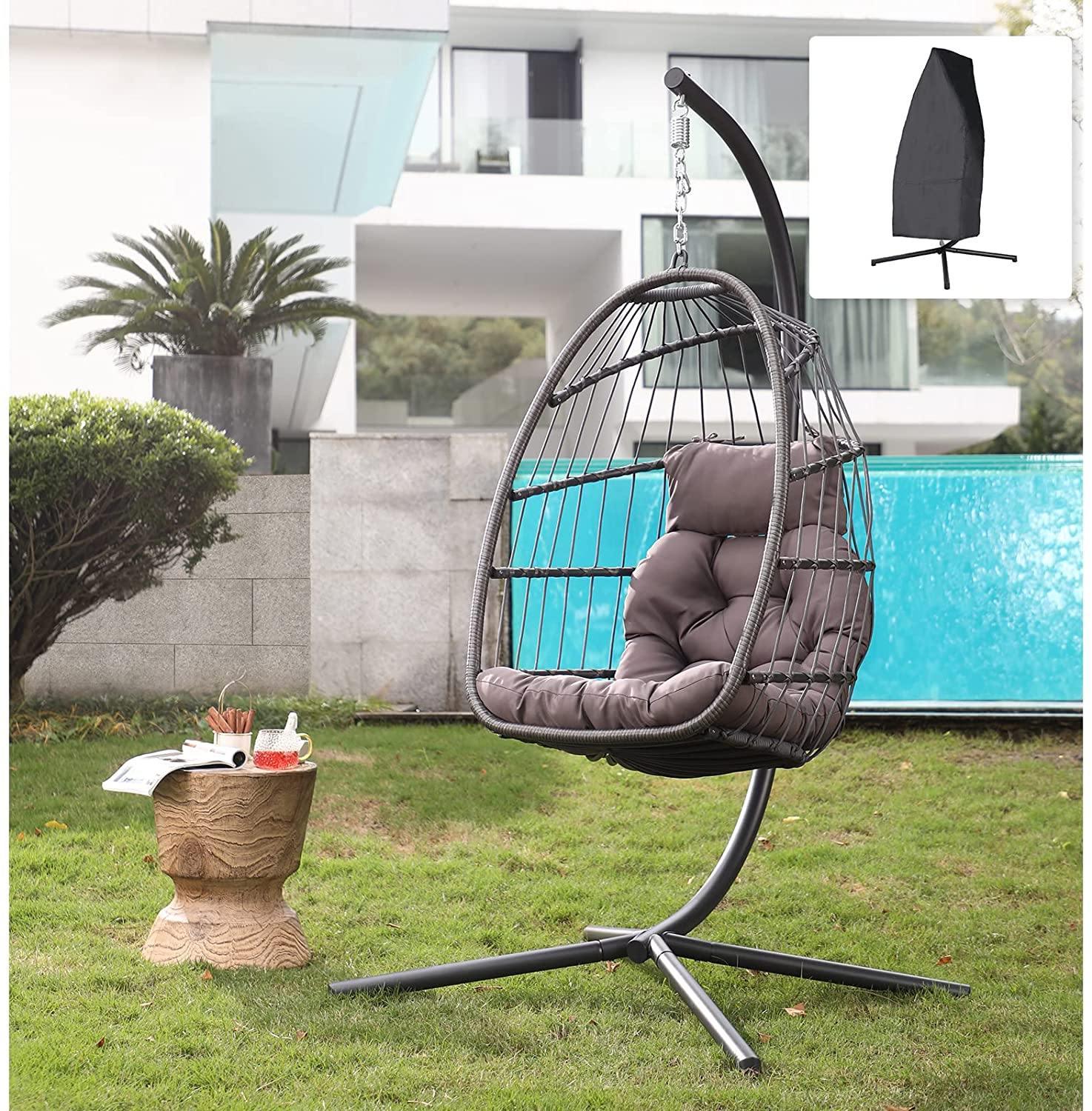 Hanging Chair with Stand Steel Hanging Egg Chair with Stand, 5 Colors | Orange-Casual