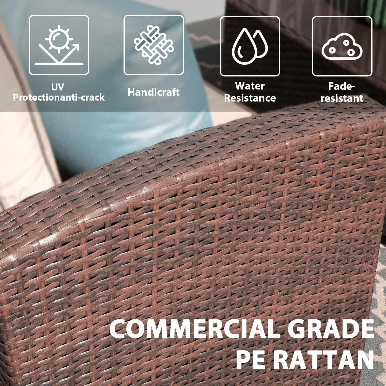 4pcs Wicker Outdoor Patio Furniture Set Small Sectional Conversation Set | Orange-Casual