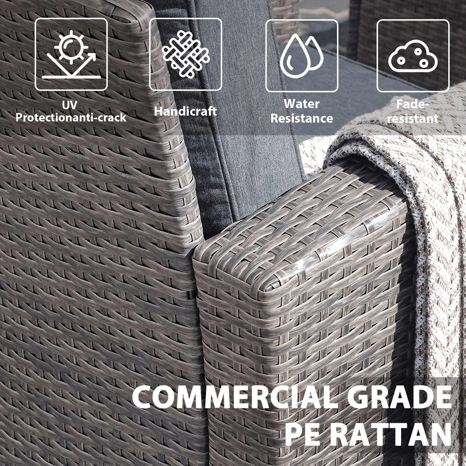 4pcs Wicker Outdoor Patio Furniture Set Small Sectional Conversation Set | Orange-Casual