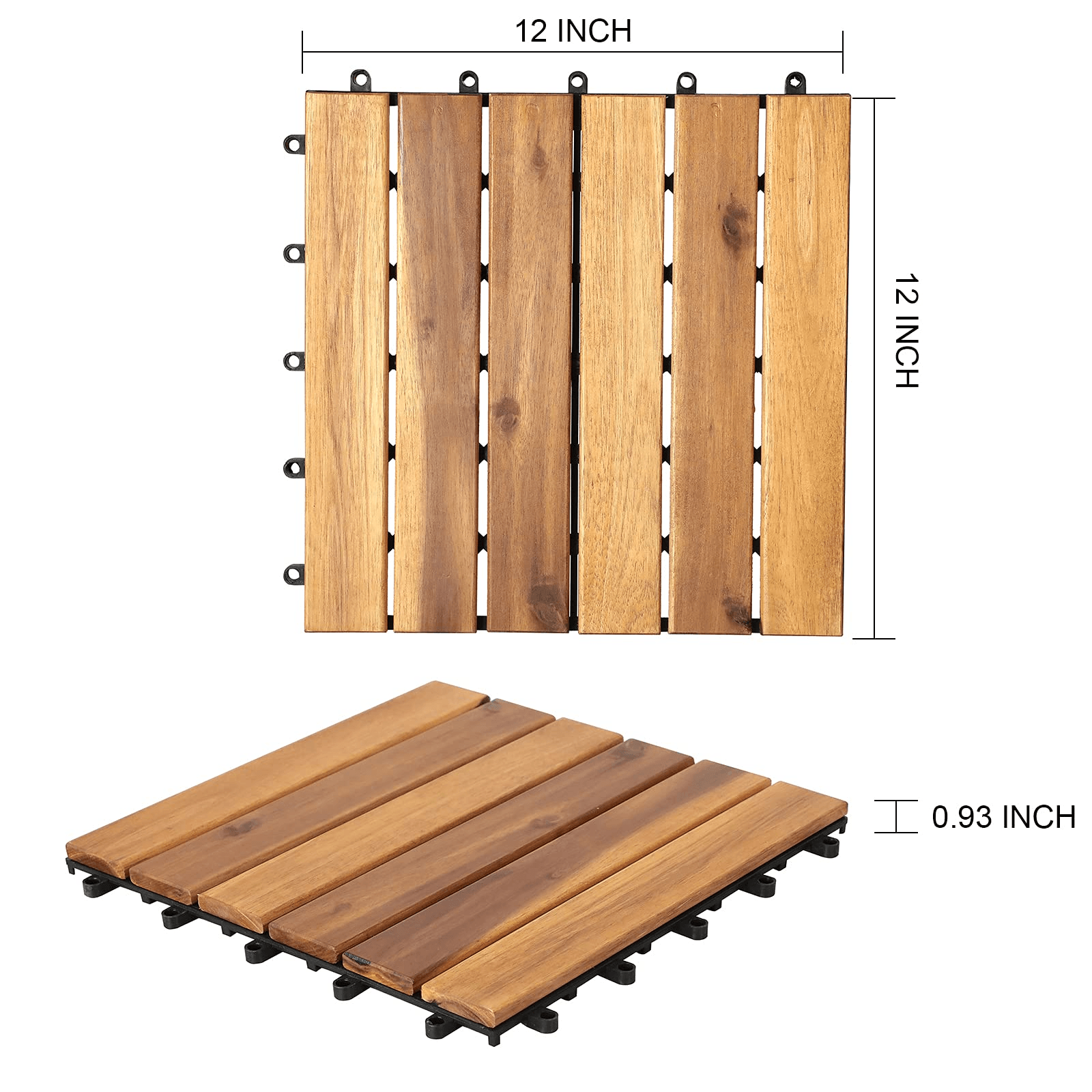 Wood Interlocking Flooring Tiles,12 x 12 Inch (Pack of 10) | Orange-Casual