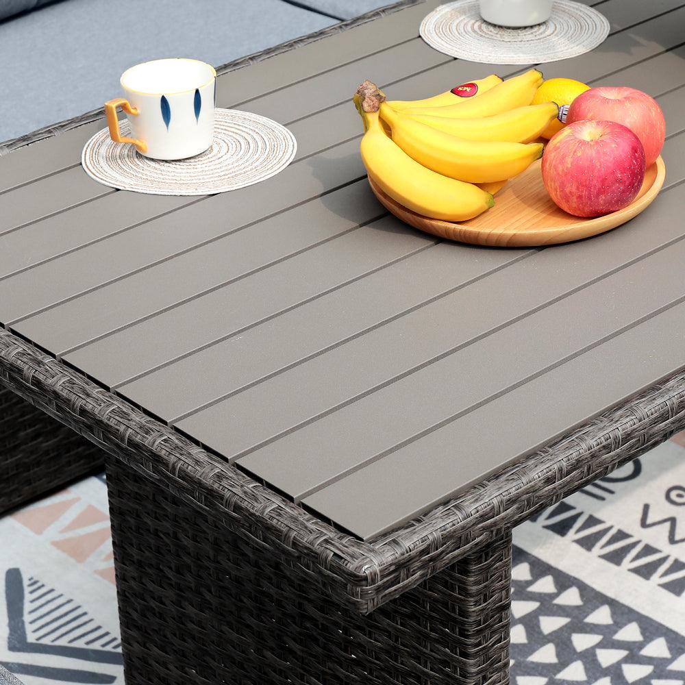 7pcs Outdoor Dining Set Wicker Patio Sectinal Set with Dining Table | Orange-Casual