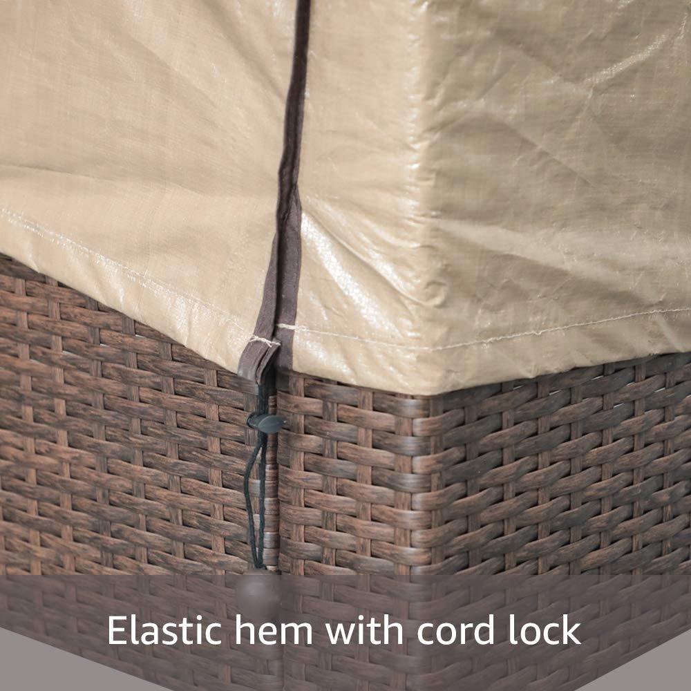 Outdoor Patio Polyester Sofa Cover, 89" L x 65" W x 24" H, Neutral Beige | Orange-Casual