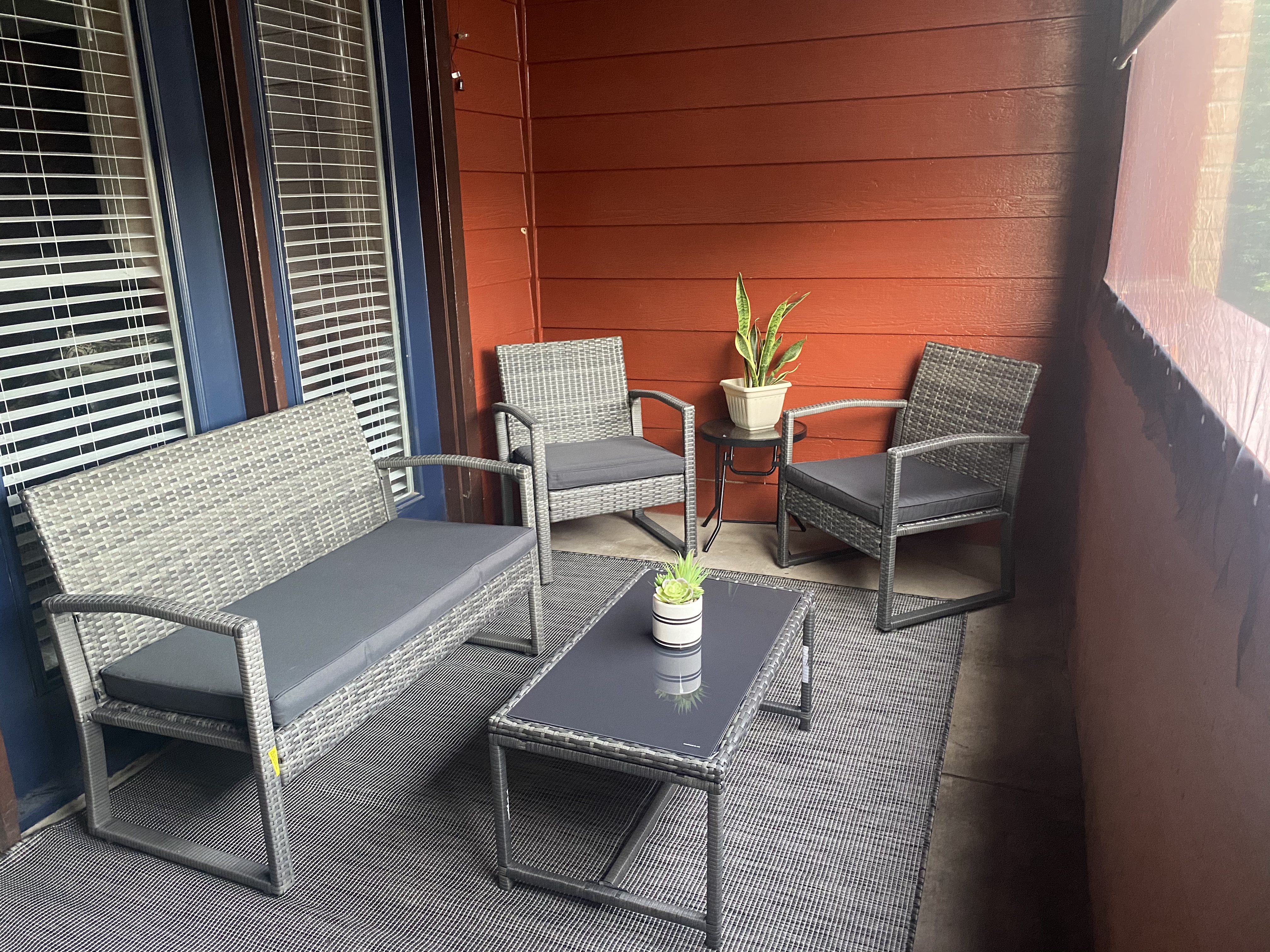 4pcs Patio Conversation Set For Small Spaces